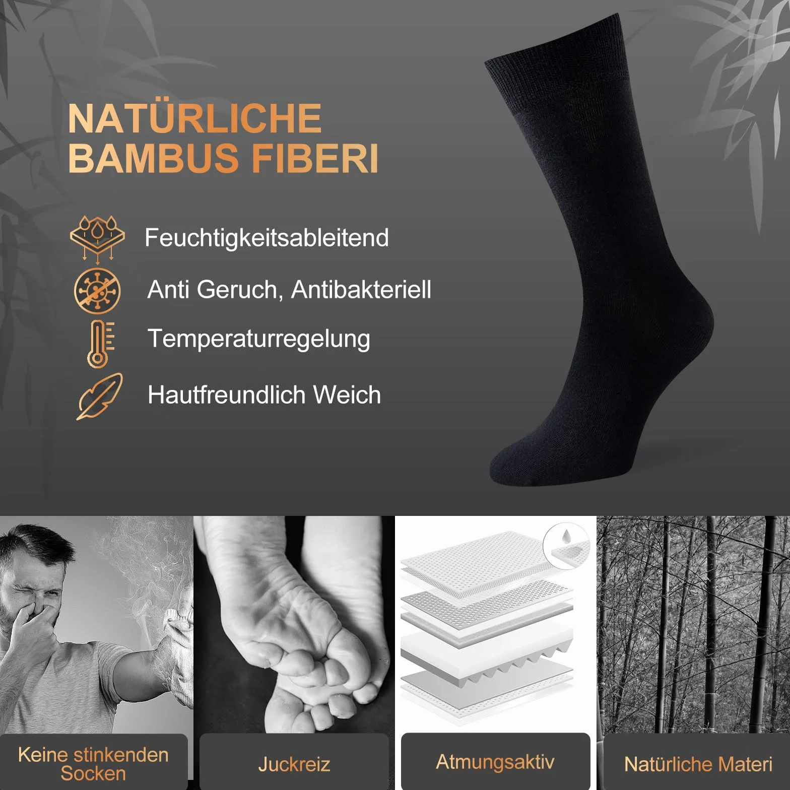 Calcetines de Bambú Transpirables para Hombre y Mujer 6 Pares, Calcetines de Negocios con Caja de Regalo