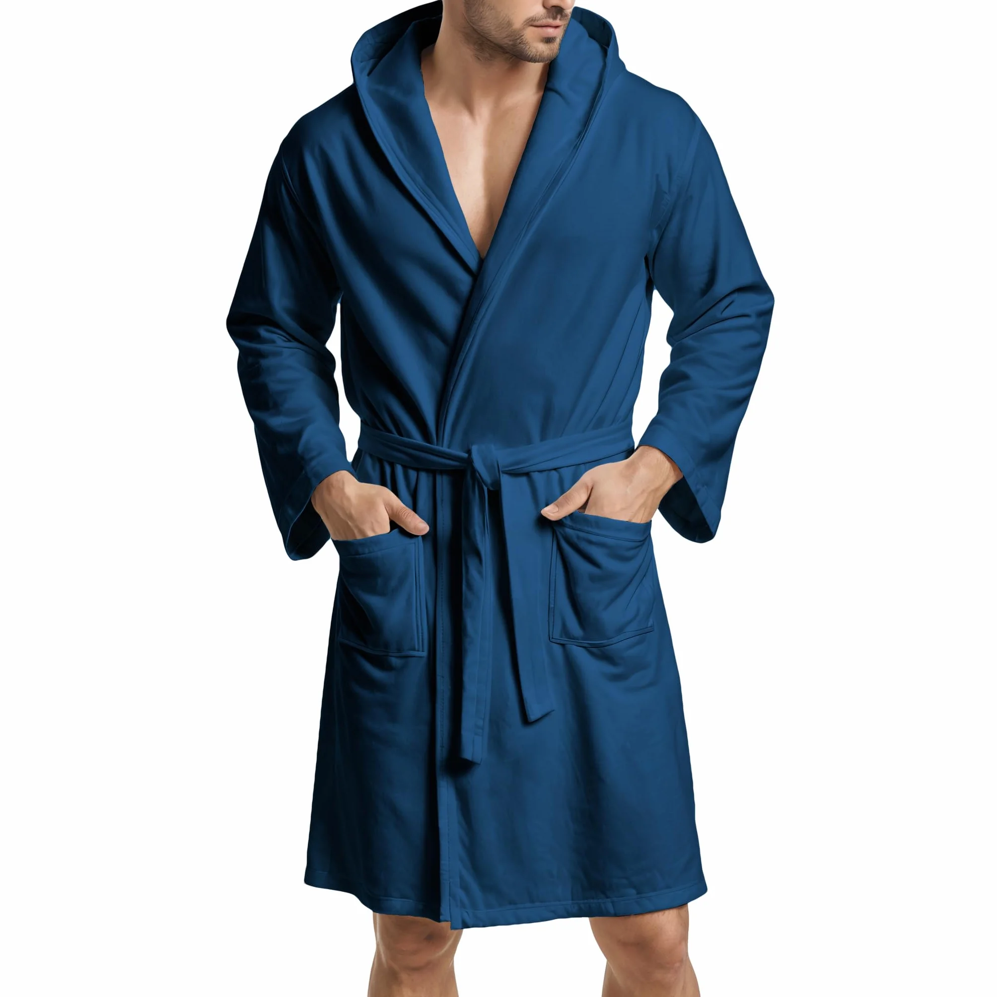 PETTI - Albornoz, Albornoz Mujer, Albornoz Hombre, Albornoz Unisex, Albornoz Microfibra, Albornoz con Capucha Bolsillos y Cinturón
