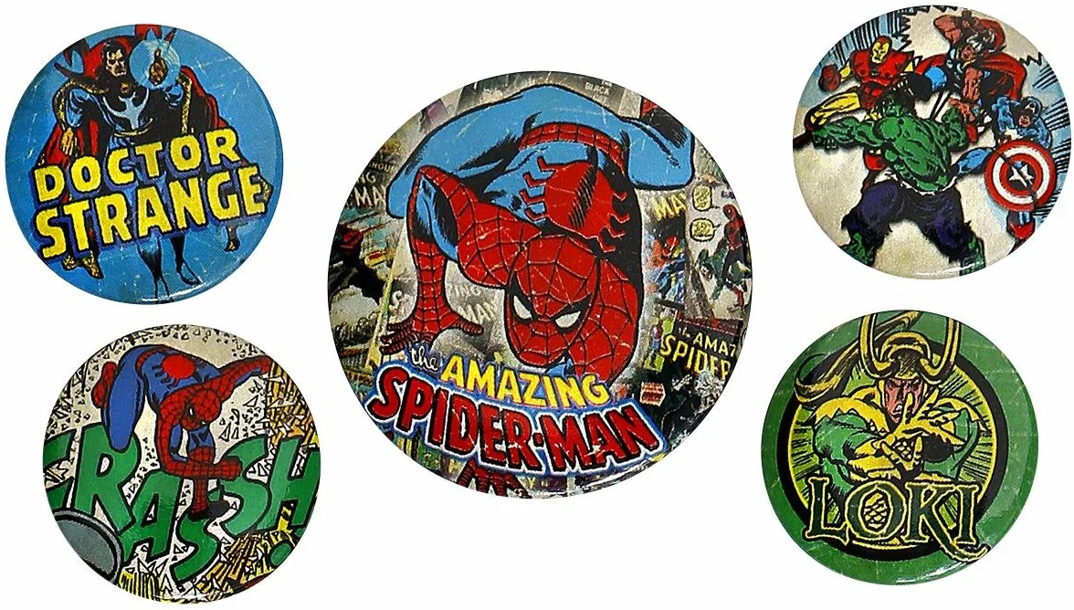 Marvel Retro - Badge Pack Spider-Man, 4 x 25 mm & 1 x 38 mm