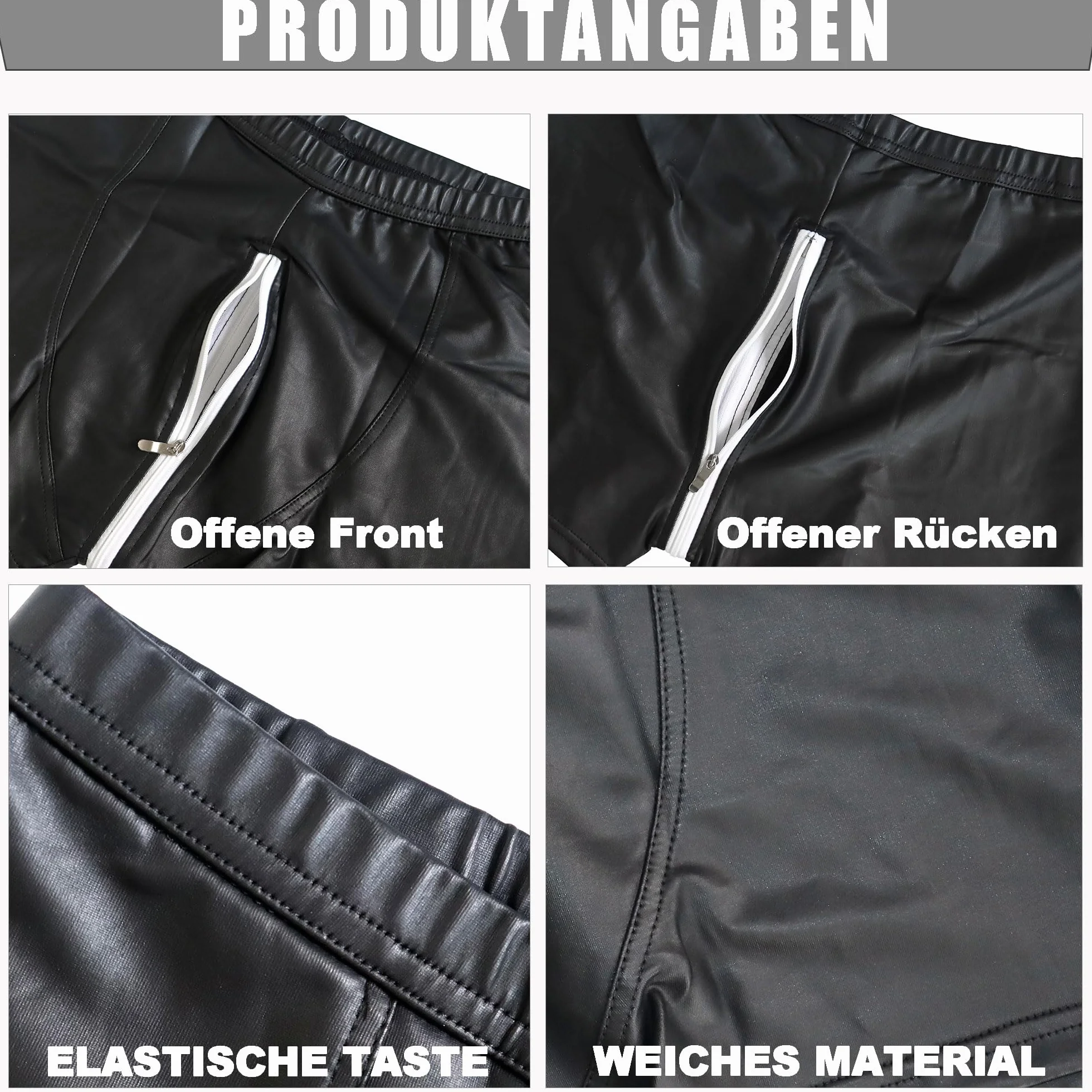 Calzoncillos de Cuero PU para Hombre Cintura elástica Rave Short Pants Clubwear