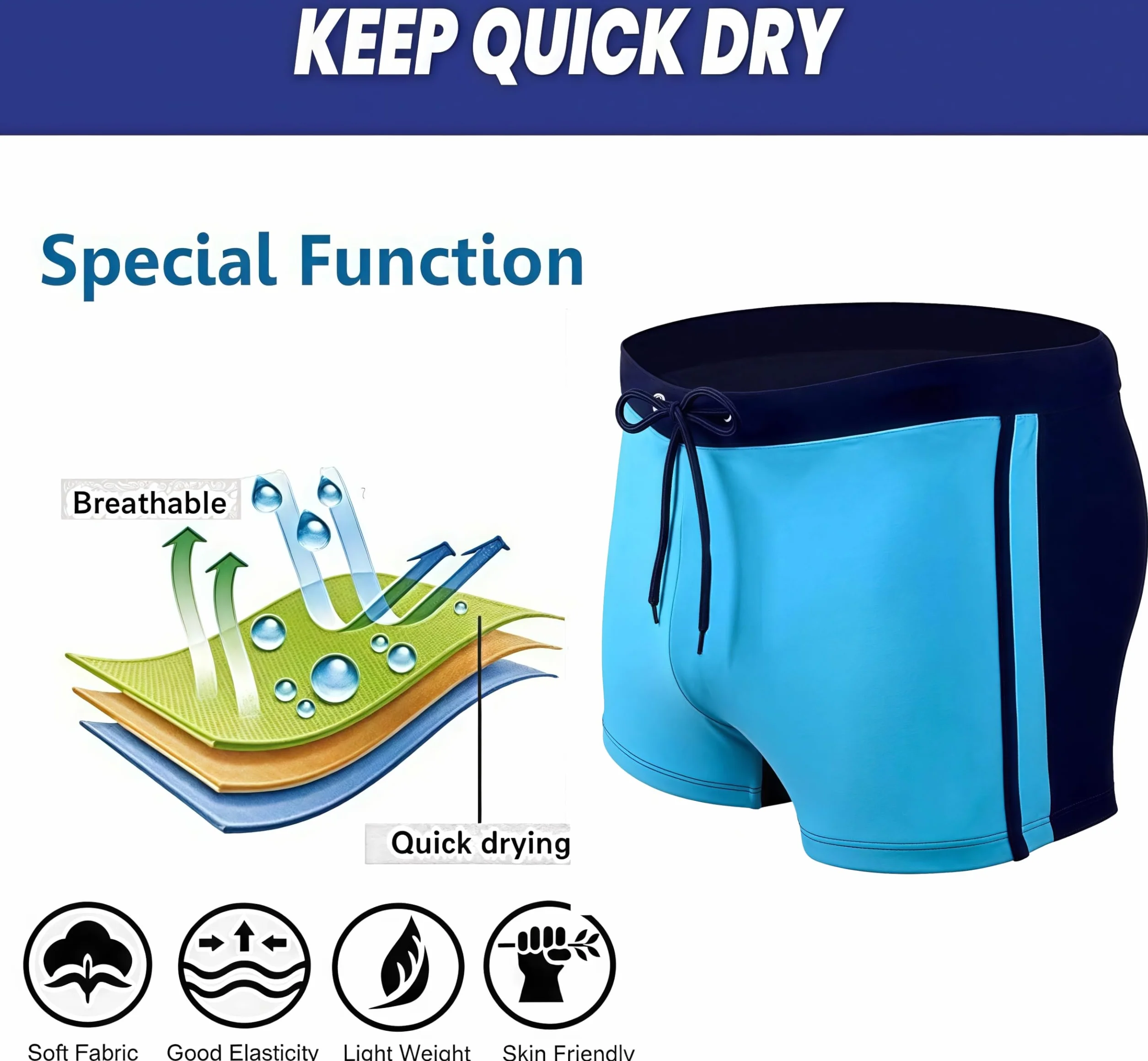 Bañador para Hombre Secado rápido Playa Surf Corriendo Pantalones Cortos de natación Boxeadores Ligero Shorts