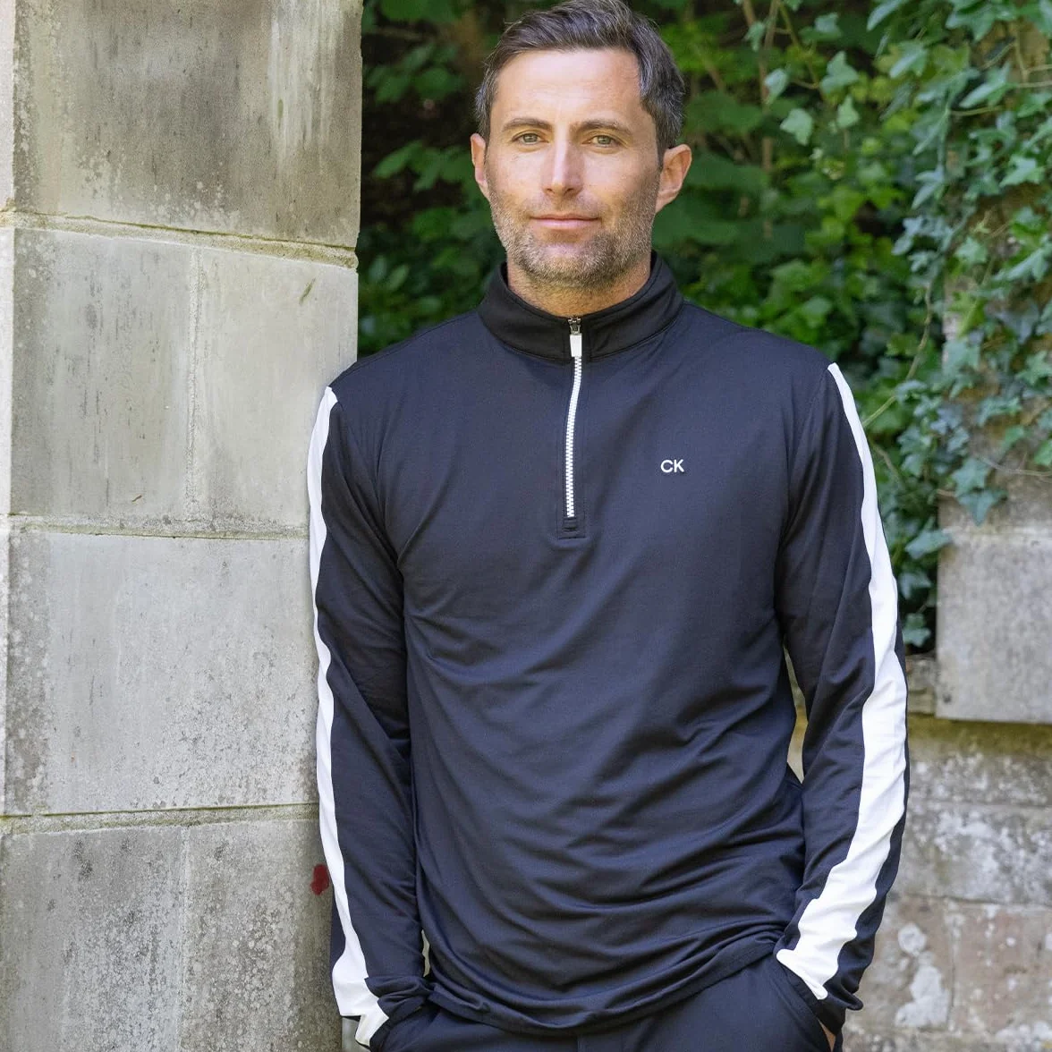 Calvin Klein Hombre Chunky Knit Cotton 1/2 Zip Suéter de Golf