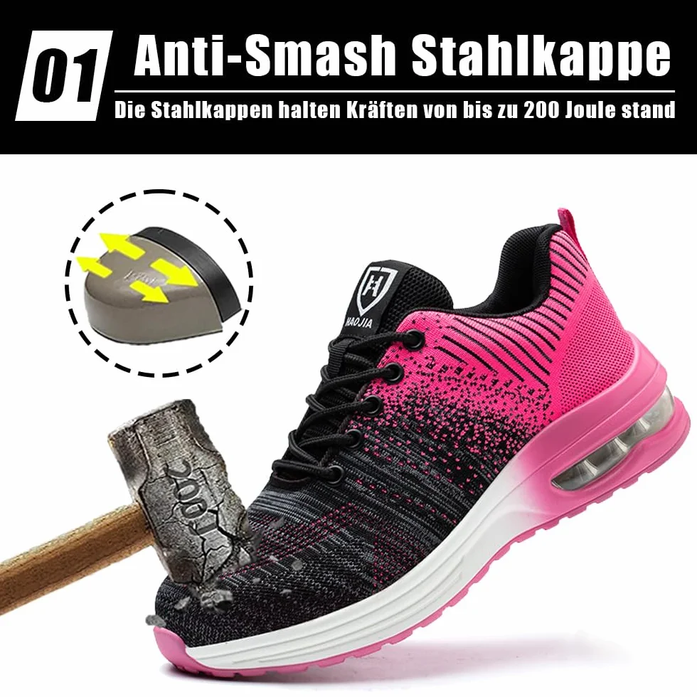 Zapatos de Seguridad Hombre Mujer con Punteras de Acero Transpirable Ligero