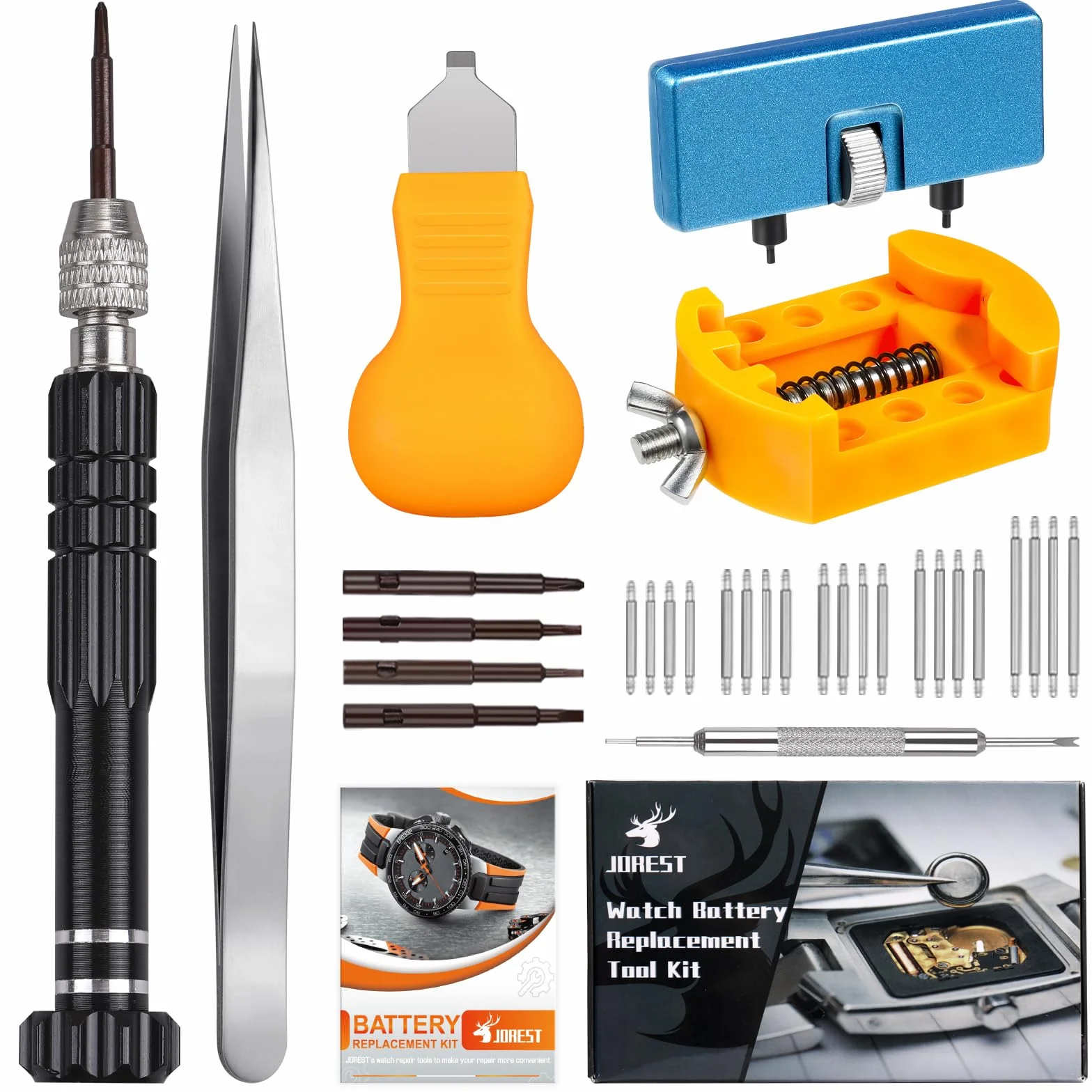 JOREST Kit Herramientas Relojero, Destornillador para Cambiar Pilas y Correa Reloj