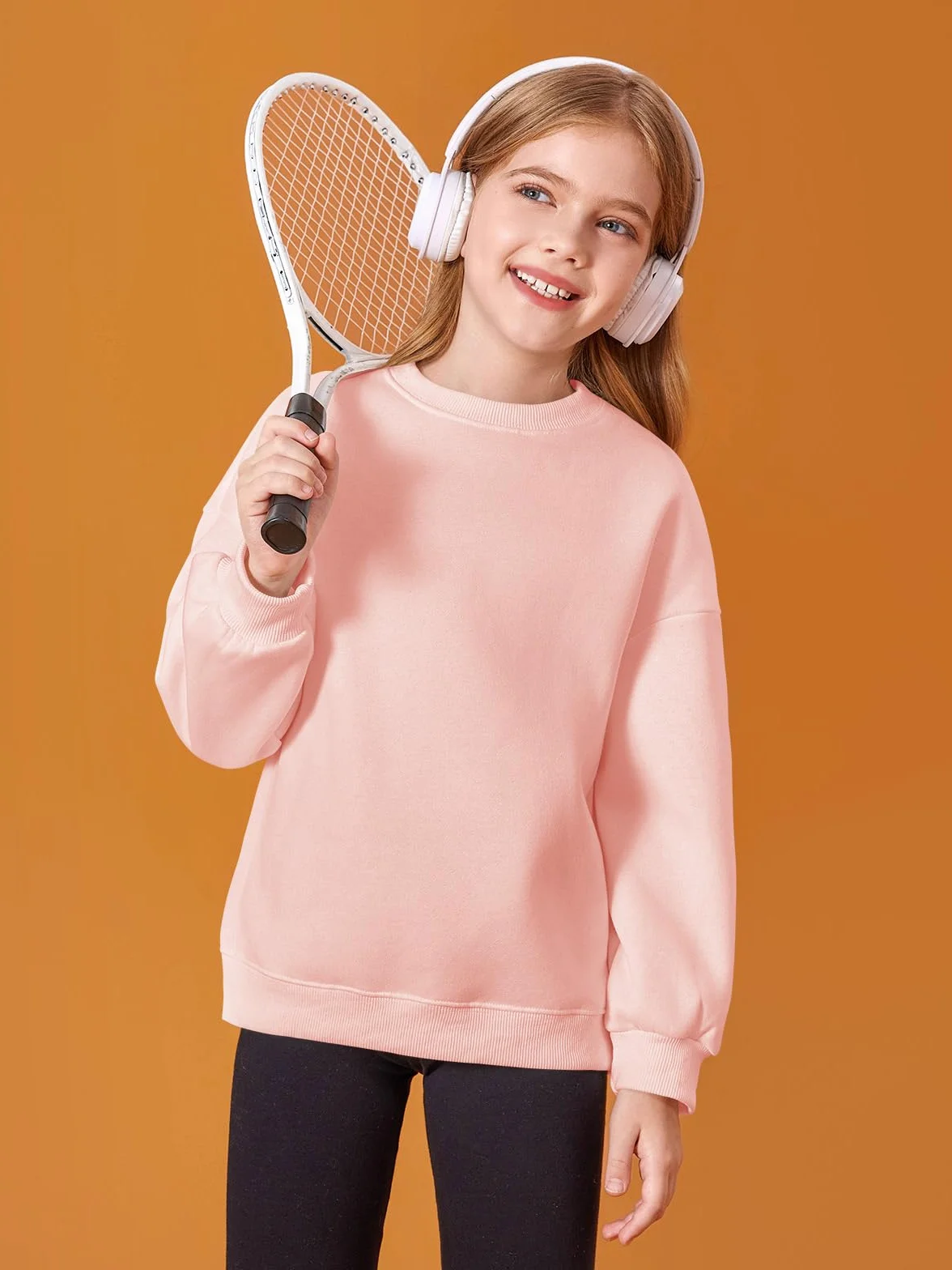 Sudadera niña cuello redondo manga larga básica 5-14 años