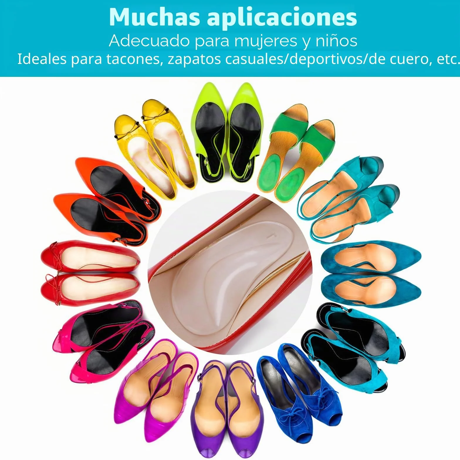 COMNICO 3 Pares Plantillas Autoadhesivas Gel Suave Silicona Transparente Alivio Fascitis Plantar Pies Planos