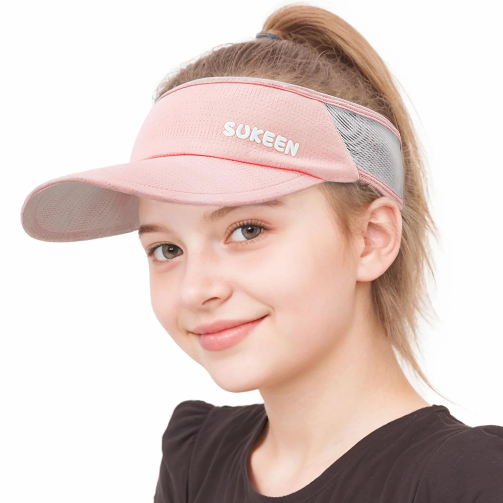 Sukeen Gorra solar de secado rápido para mujer, visera protección UV elástica con banda transpirable para niños 5-12 años