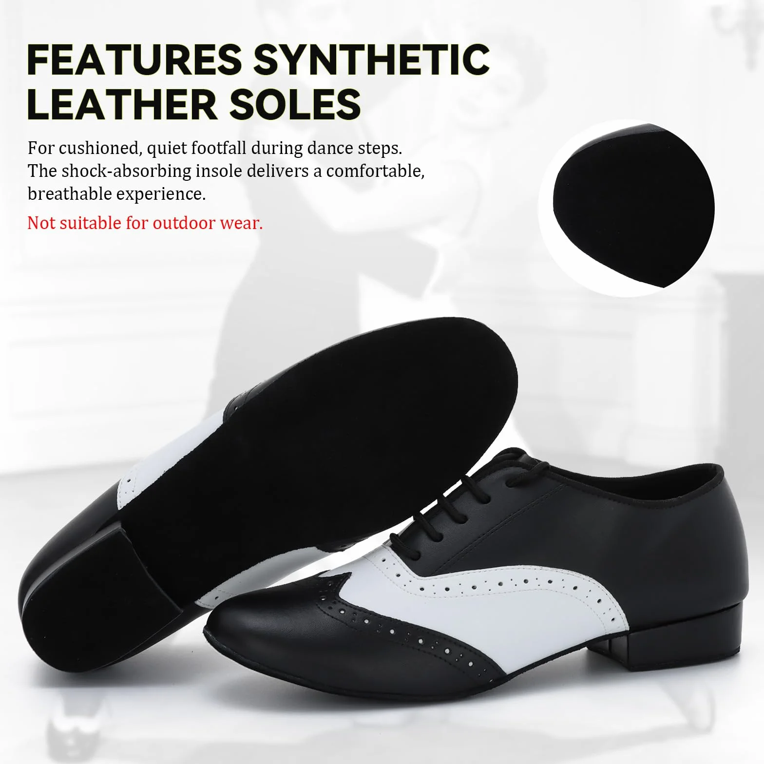 Zapatos de Baile para Hombre Cuero Sintético Salsa Latina Tango Práctica Negro