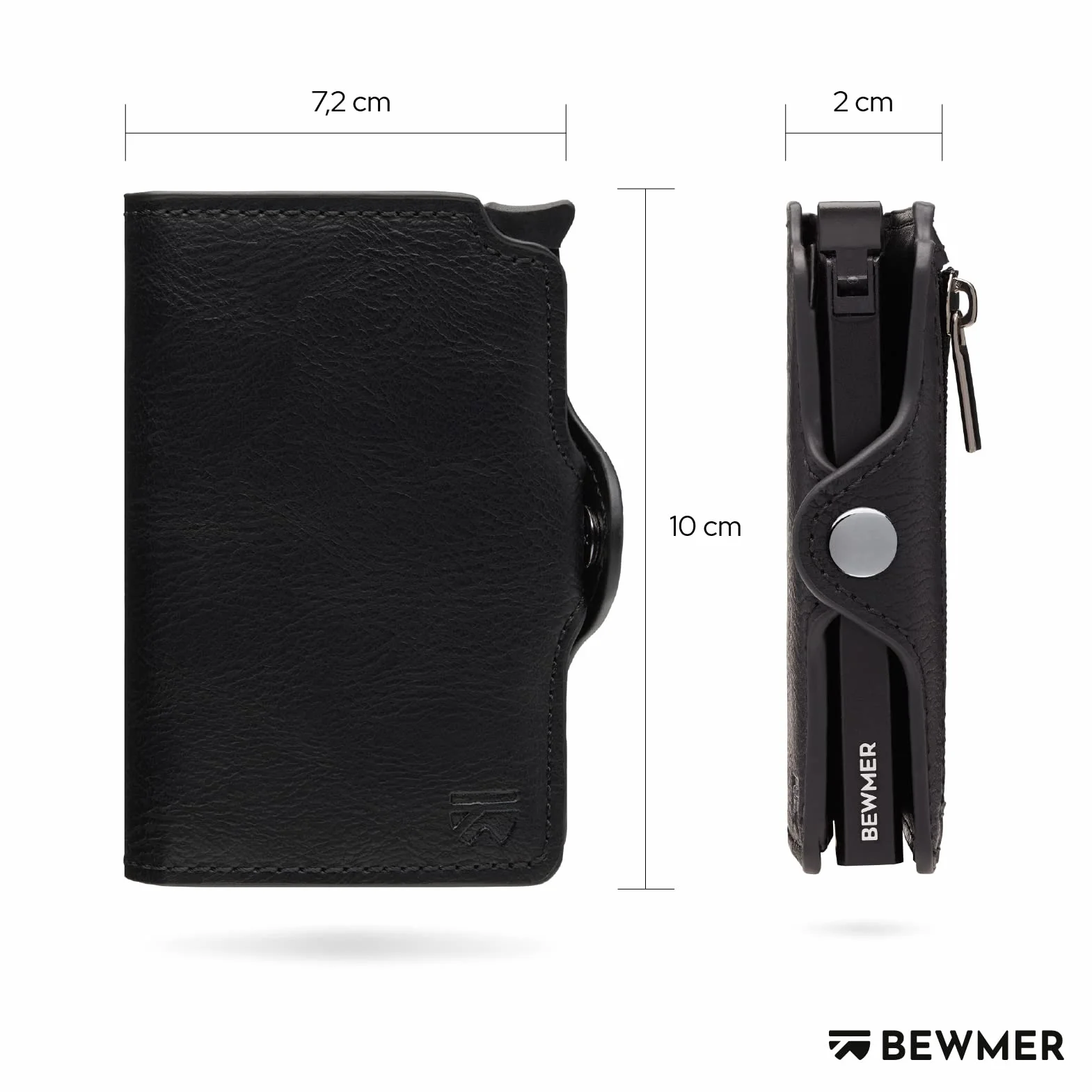 BEWMER Billetera Pequeña con Protección RFID y Clip de Fibra de Carbono