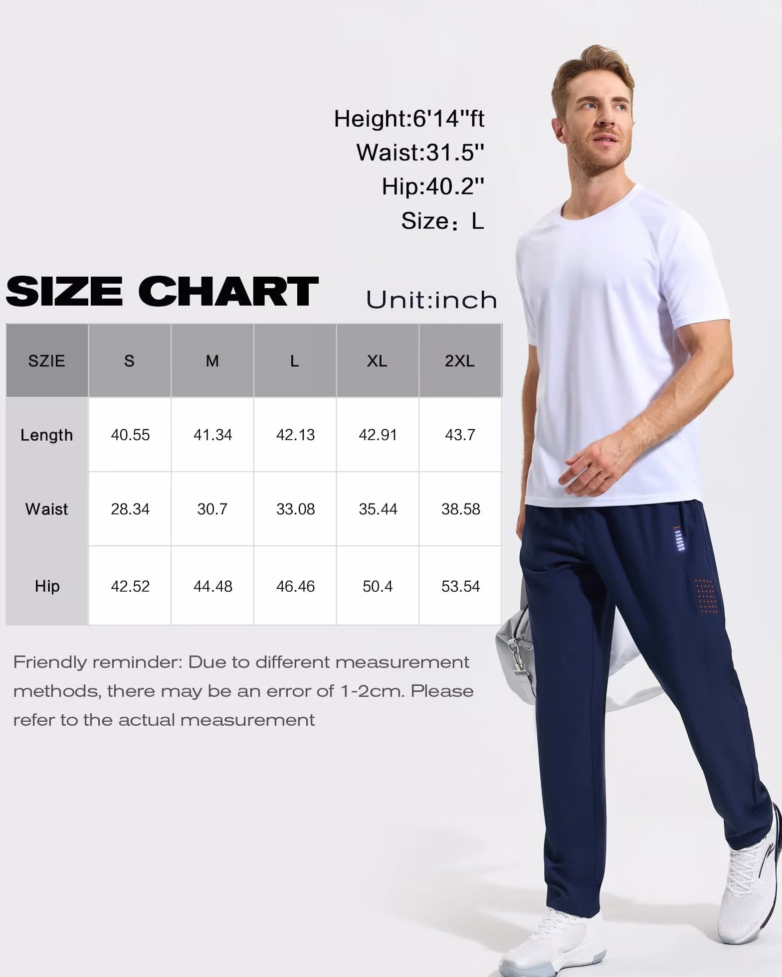 Gaiatiger Pantalones de Chándal para Hombre Ligeros Transpirables Running Jogger con Bolsillos Cremallera