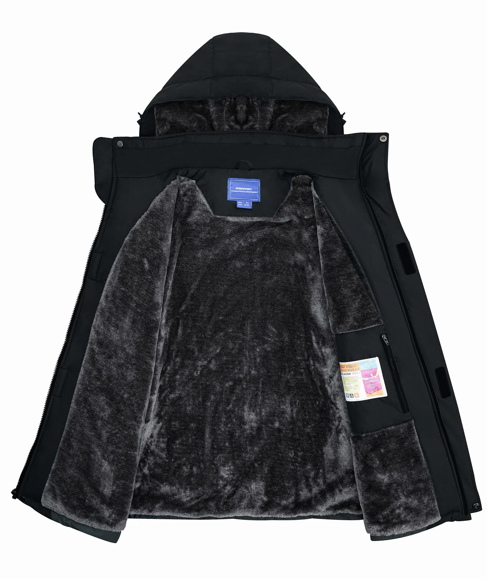Zoofly Chaqueta Esquí Impermeable Hombre Invierno Montaña Parka con Capucha Desmontable