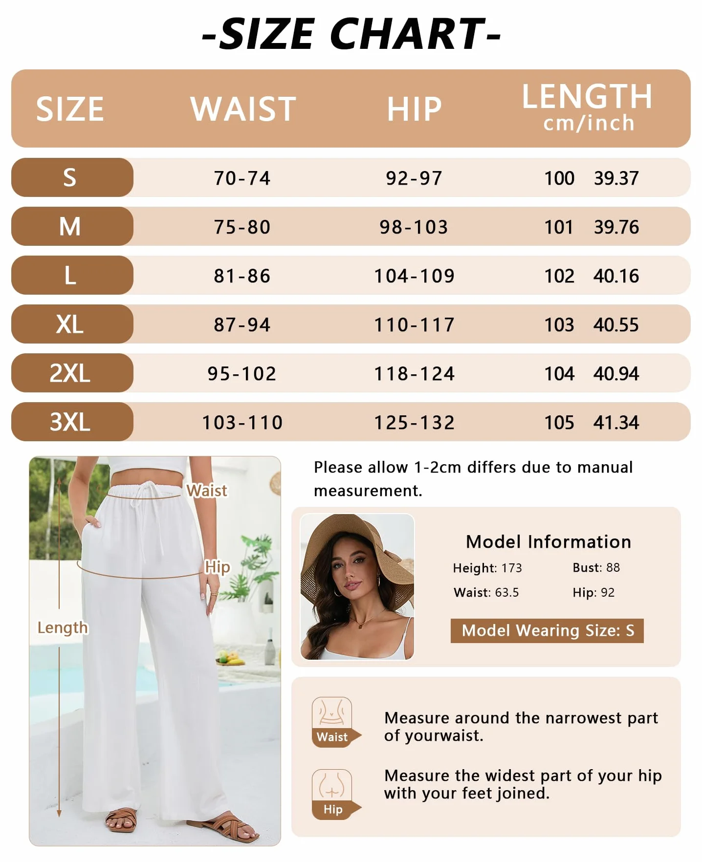 Stamian Pantalones Lino Mujer Verano Casual Anchos Playa Algodón Cintura Elástica Bolsillos