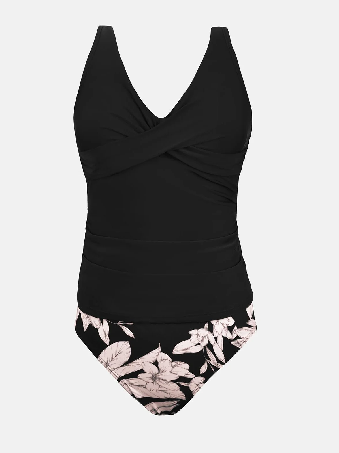 CUPSHE Conjunto de tankini para mujer, traje de baño de dos piezas, fruncido frontal