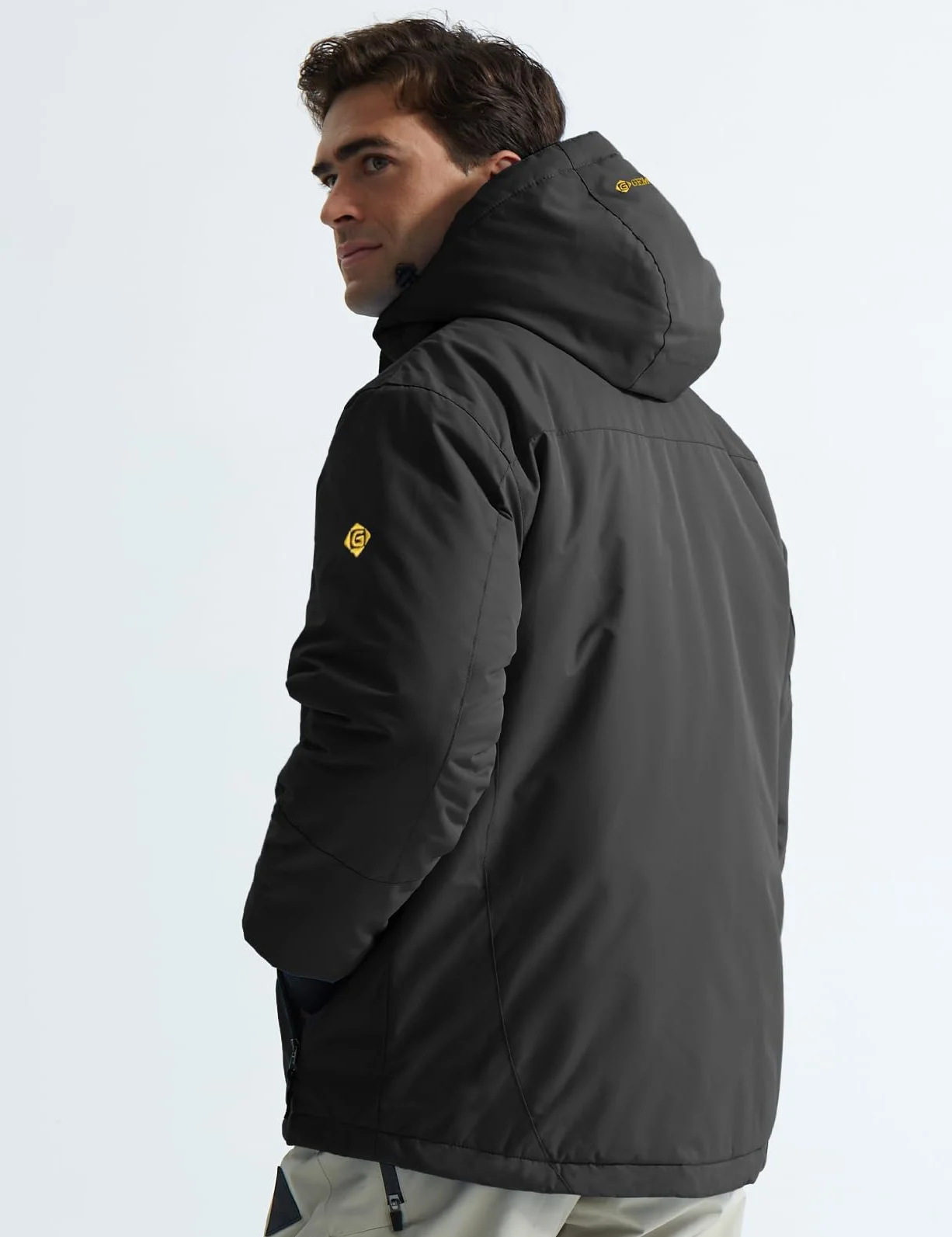 GEMYSE Chaqueta de Esquí Impermeable de Montaña para Hombre Abrigo de Invierno Antiviento con Capucha