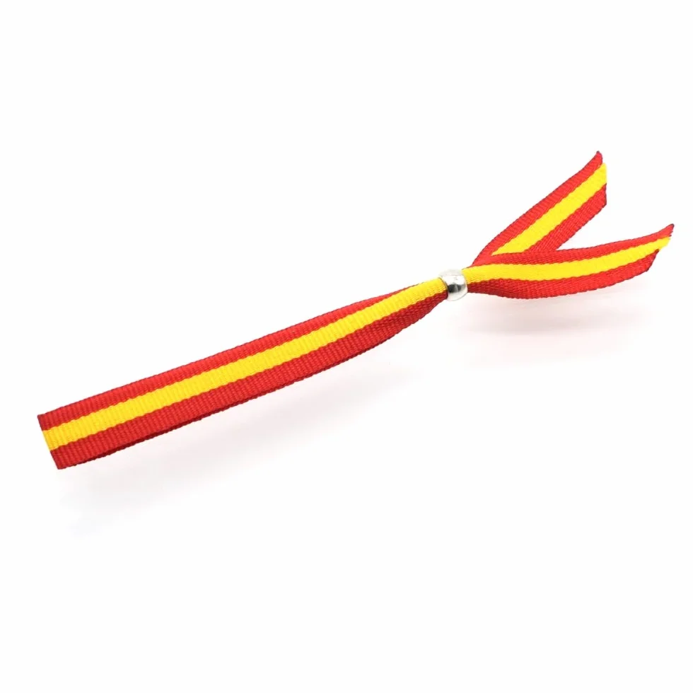 Pulsera de Tela Bandera de España con Cierre Ajustable, Colgador de Coche, Ancho 10 mm (1 Unidad)