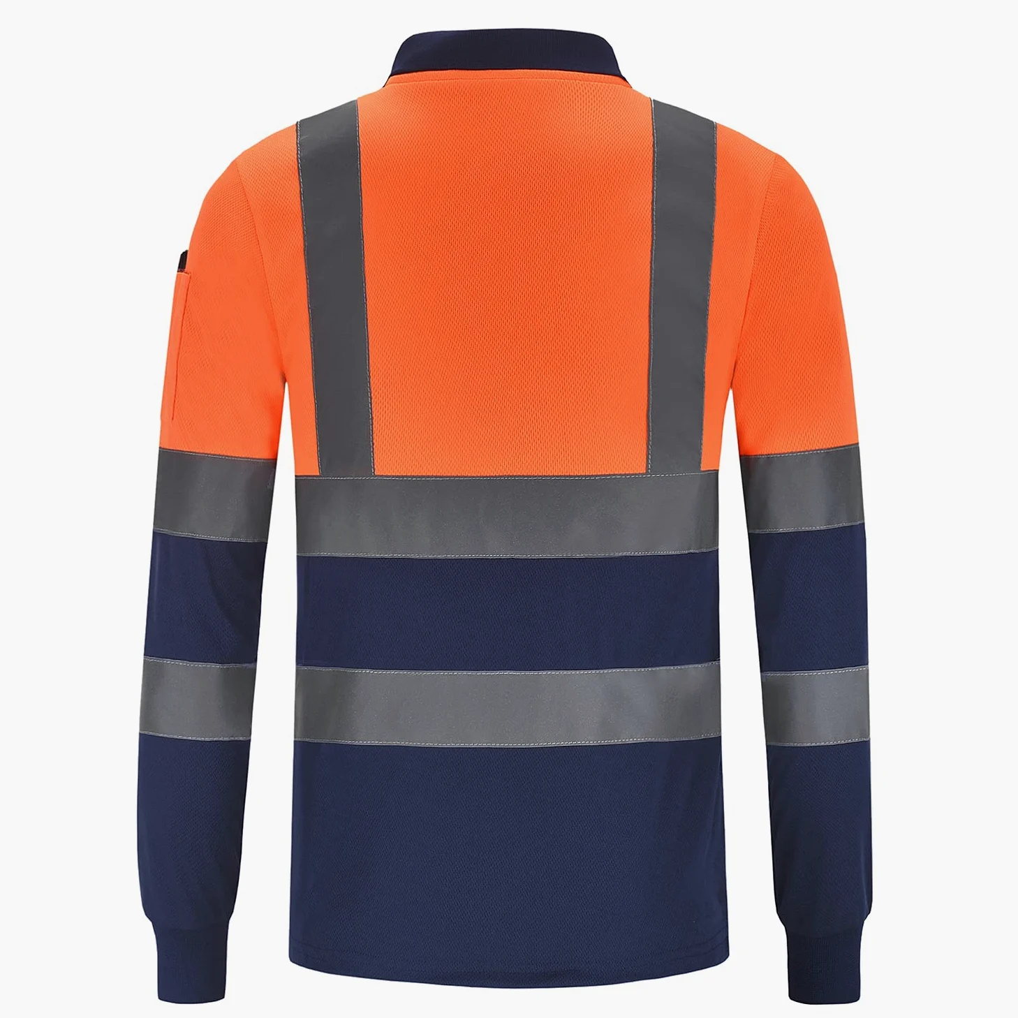 Polo de Manga Larga Impresa Personalizada de Alta Visibilidad con Logotipo Personalizado de Manga Larga Hi Viz de Alta Visibilidad Reflectante de Seguridad Polo de Trabajo