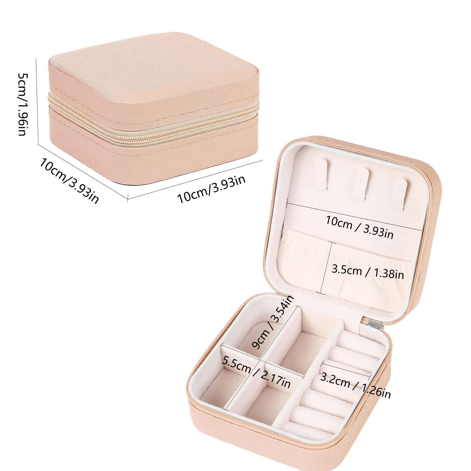 AiQInu Estuche Joyero Pequeño Doble Capa de Viaje para Mujeres, Organizador de Cuero PU para Anillos Pendientes Collar