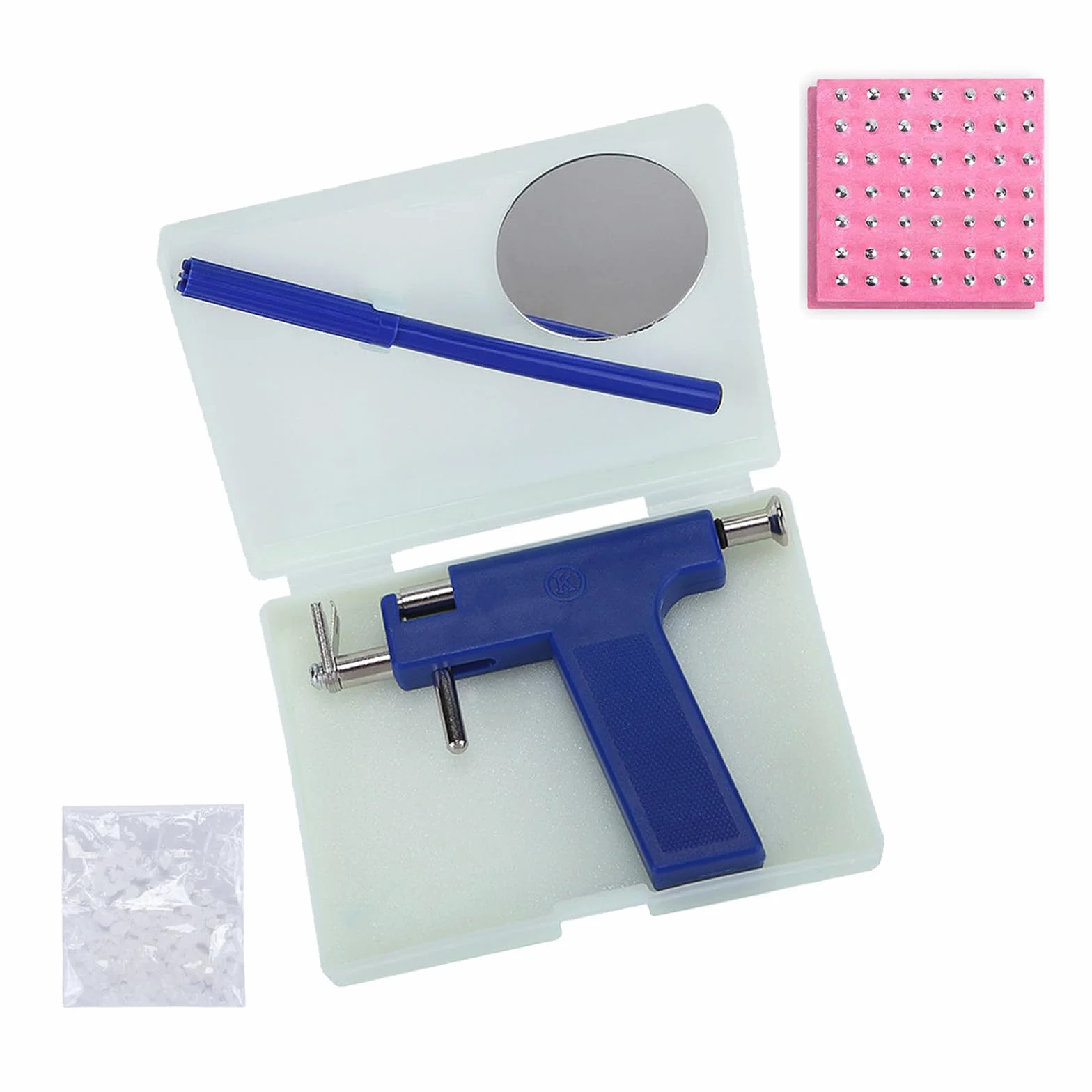 Kit de perforación de orejas con pistola y 98 pendientes de acero inoxidable