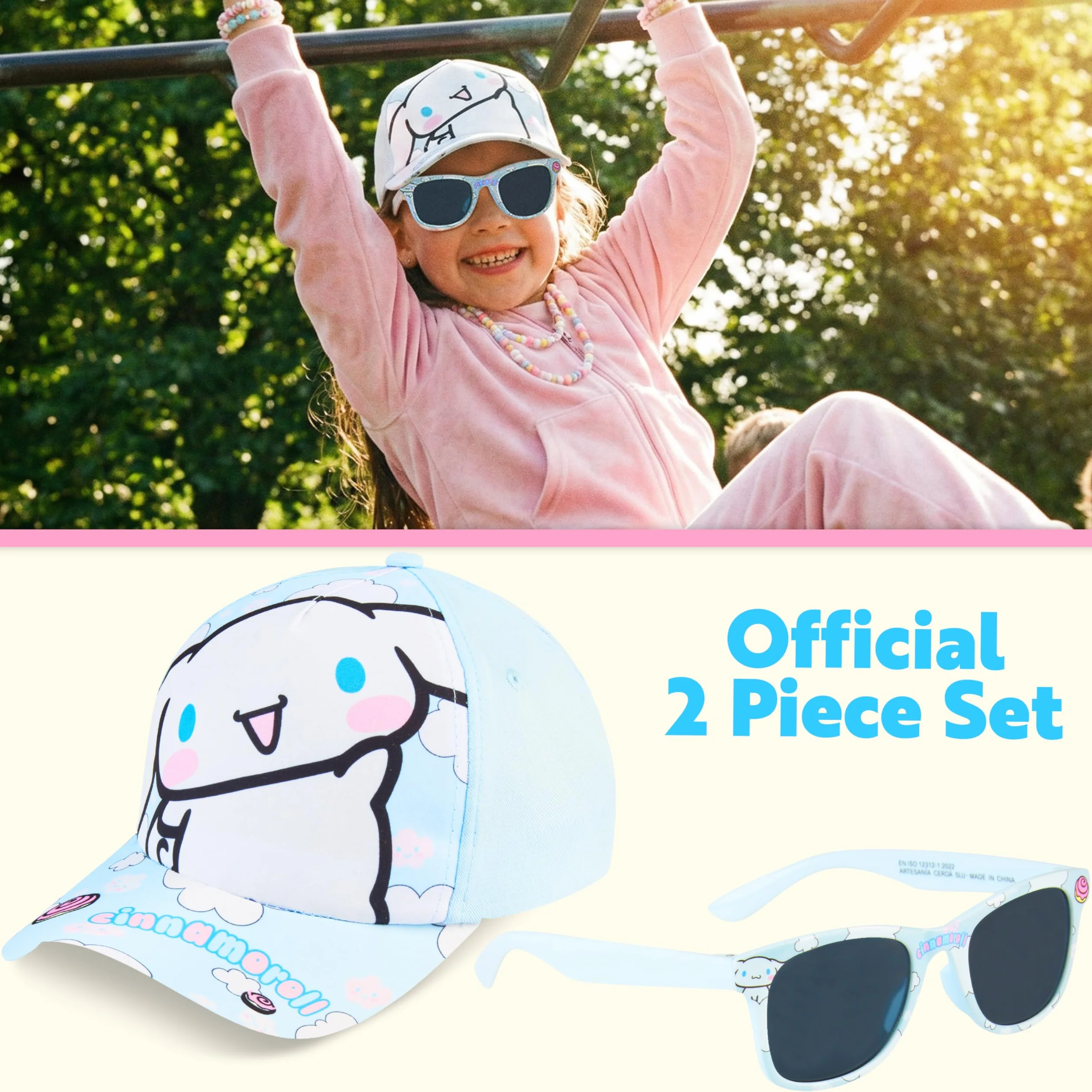 Disney Stitch Hello Kitty Care Bears Gafas de Sol y Gorra Niña Protección UV400 Ajustable