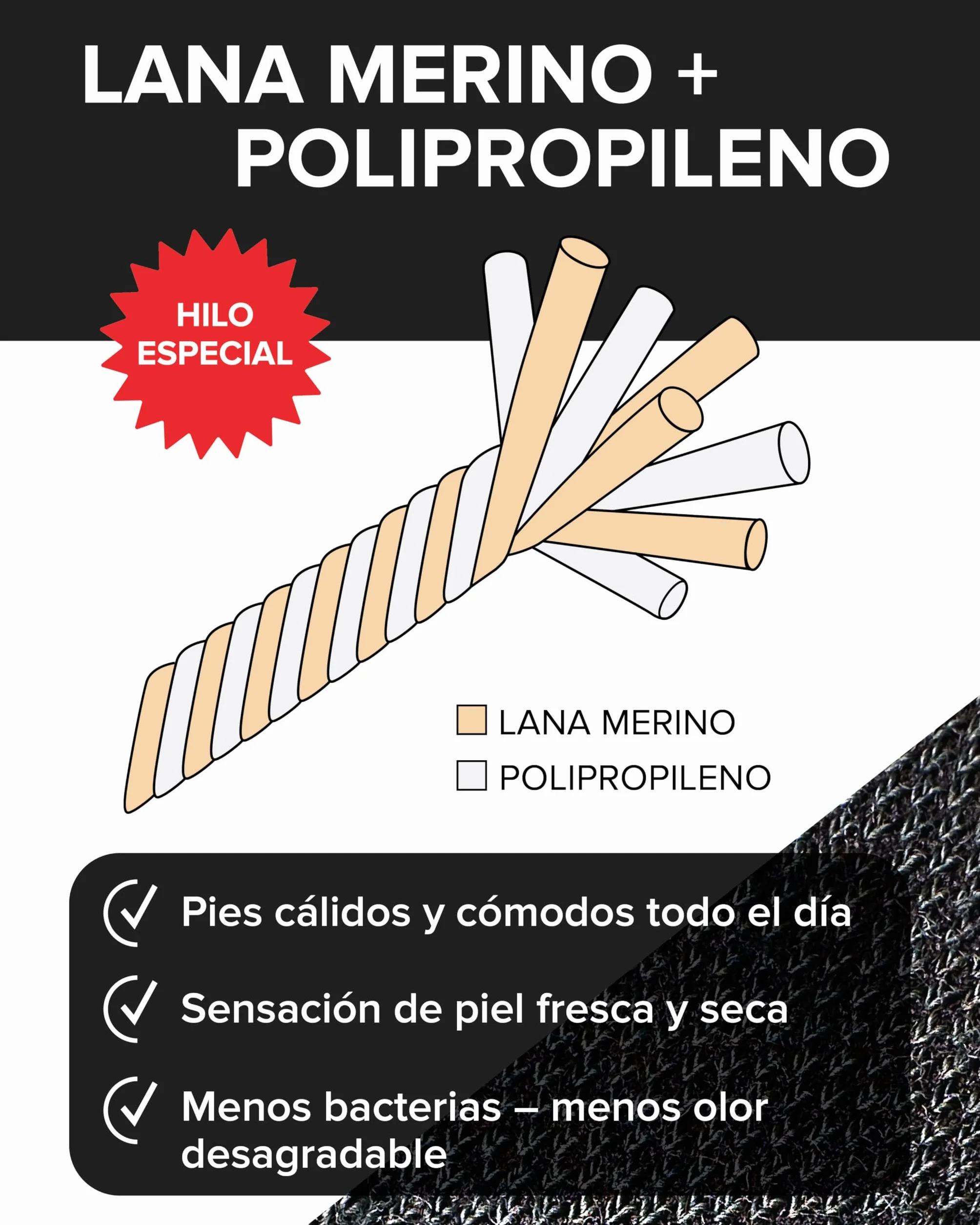 Calcetines Senderismo Lana Merino Antiampollas Hombre Trekking Invierno