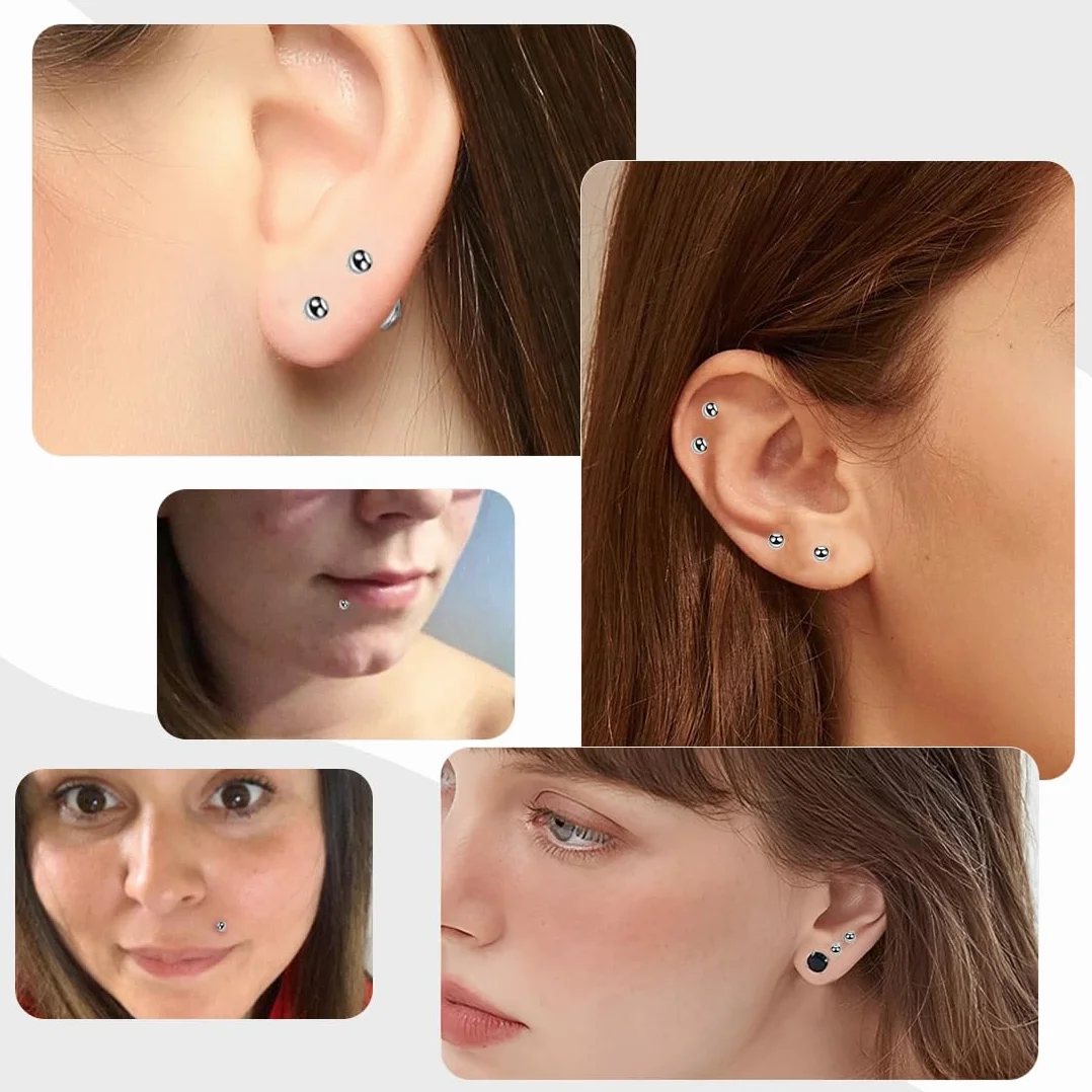 Acero Quirúrgico Piercing Labio 9 Pcs Labret Hilo Interno Tragus Helix Cartílago Pendientes Joyería