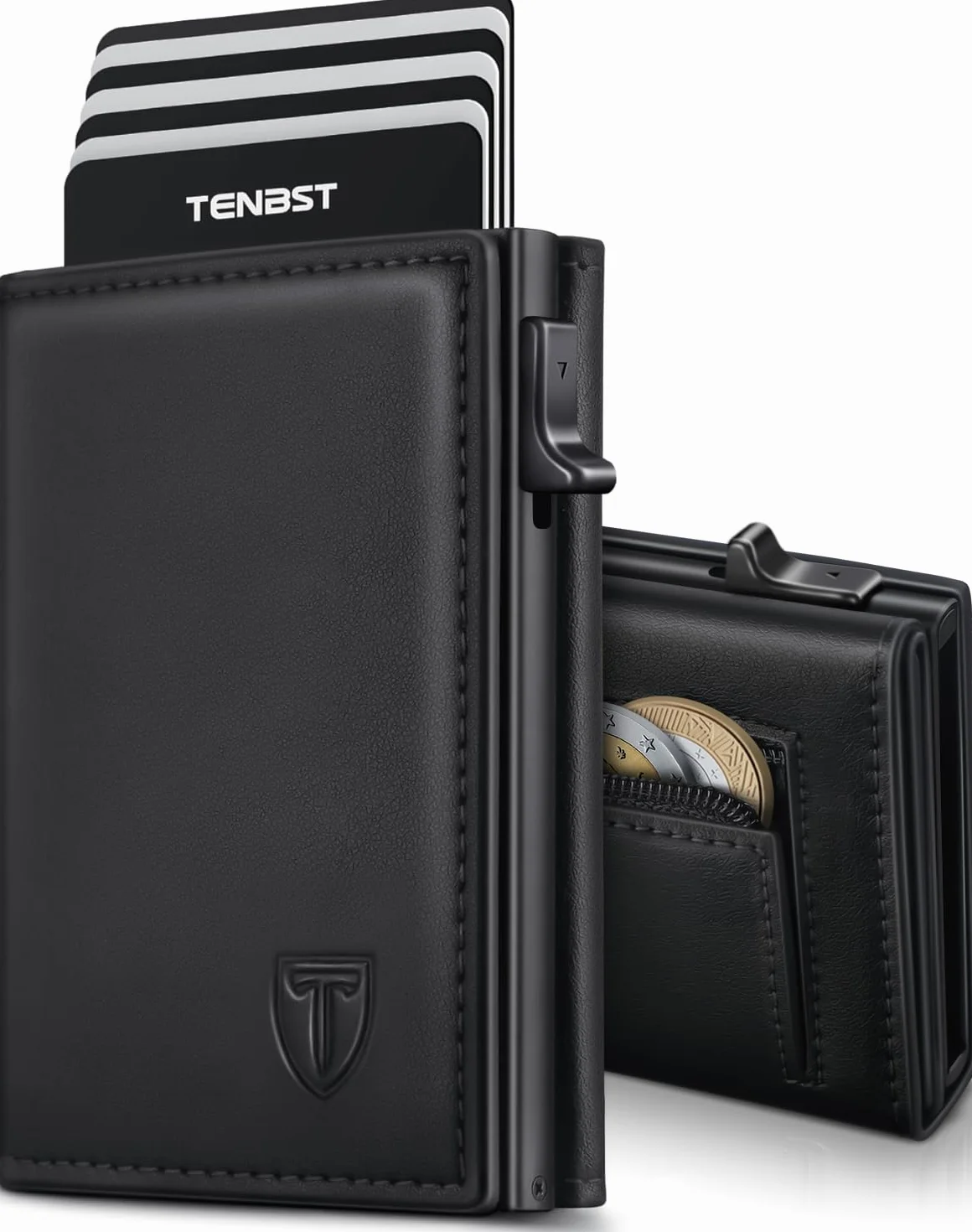 TENBST Cartera Hombre Cuero Tarjetero RFID Bloqueo Pequeño