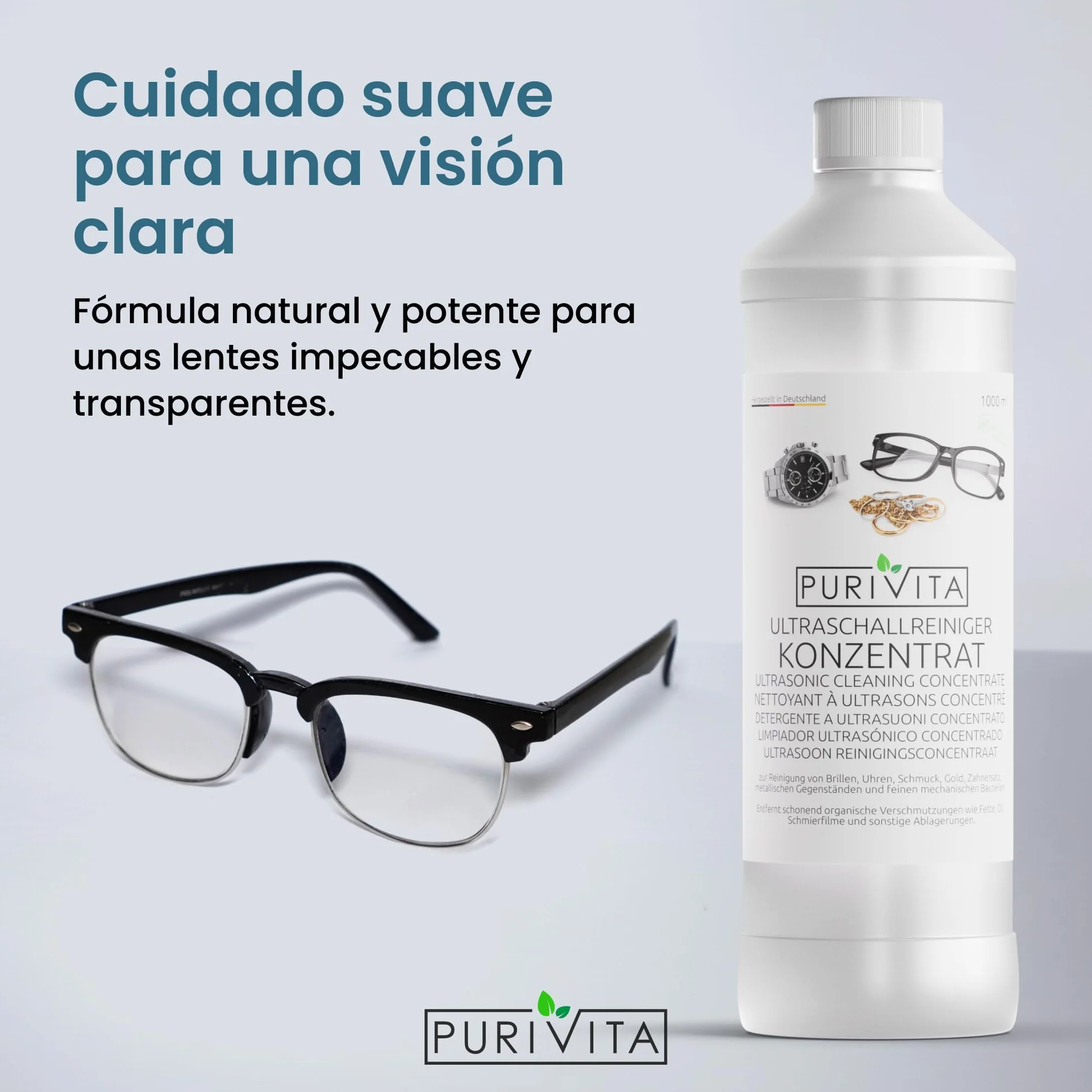 PURIVITA® Universale Liquido para Ultrasonidos Limpieza 500ML - Limpiador Ultrasónico - Ultrasonic Cleaner