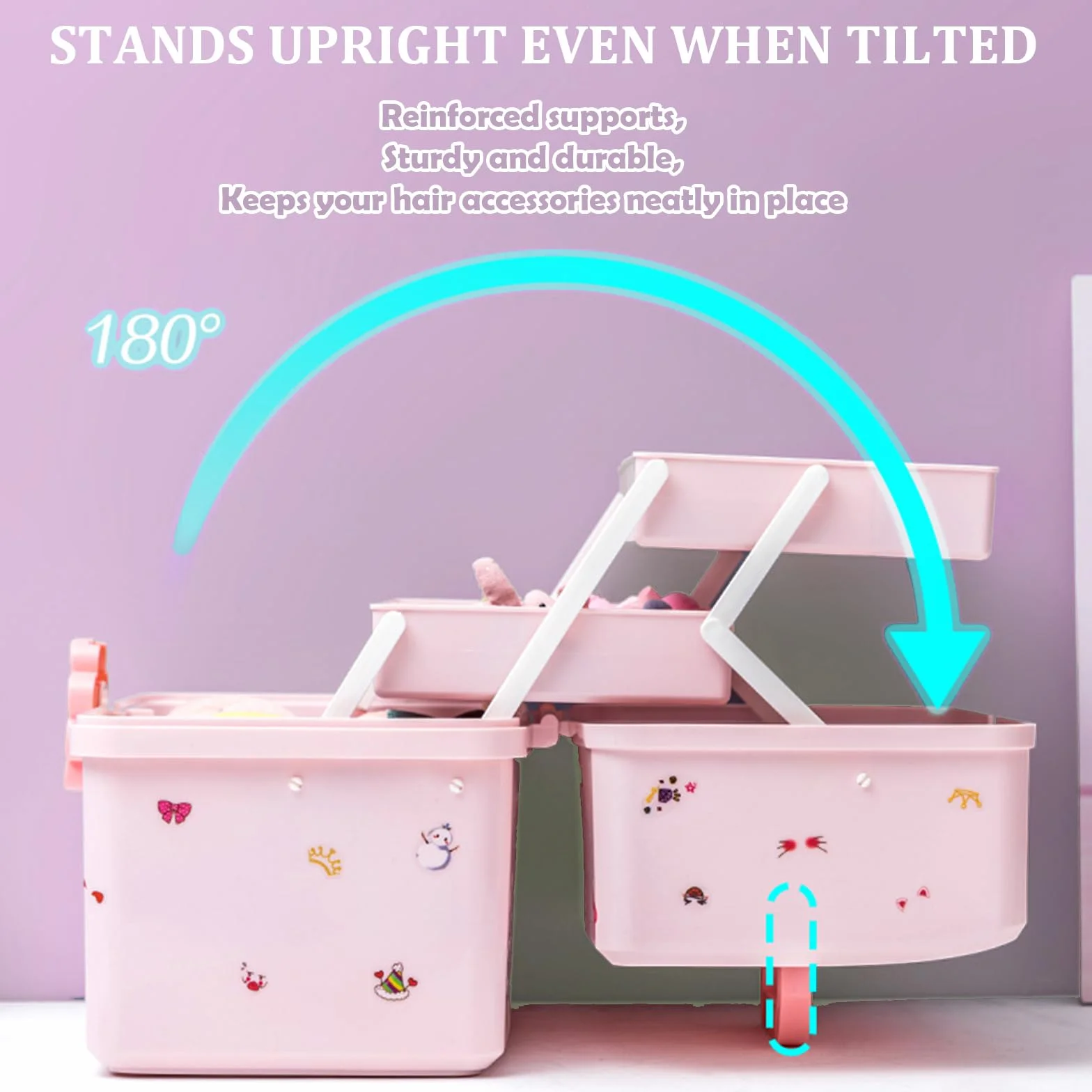 Caja de Almacenamiento Rosa para Accesorios de Cabello - Organizador