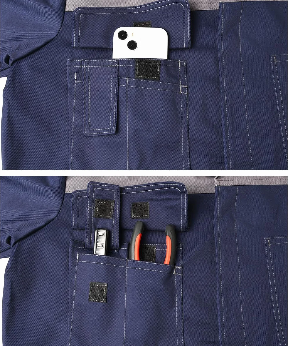 Bata de Laboratorio Hombre Chaqueta de Trabajo Multibolsillos Médico Adulto