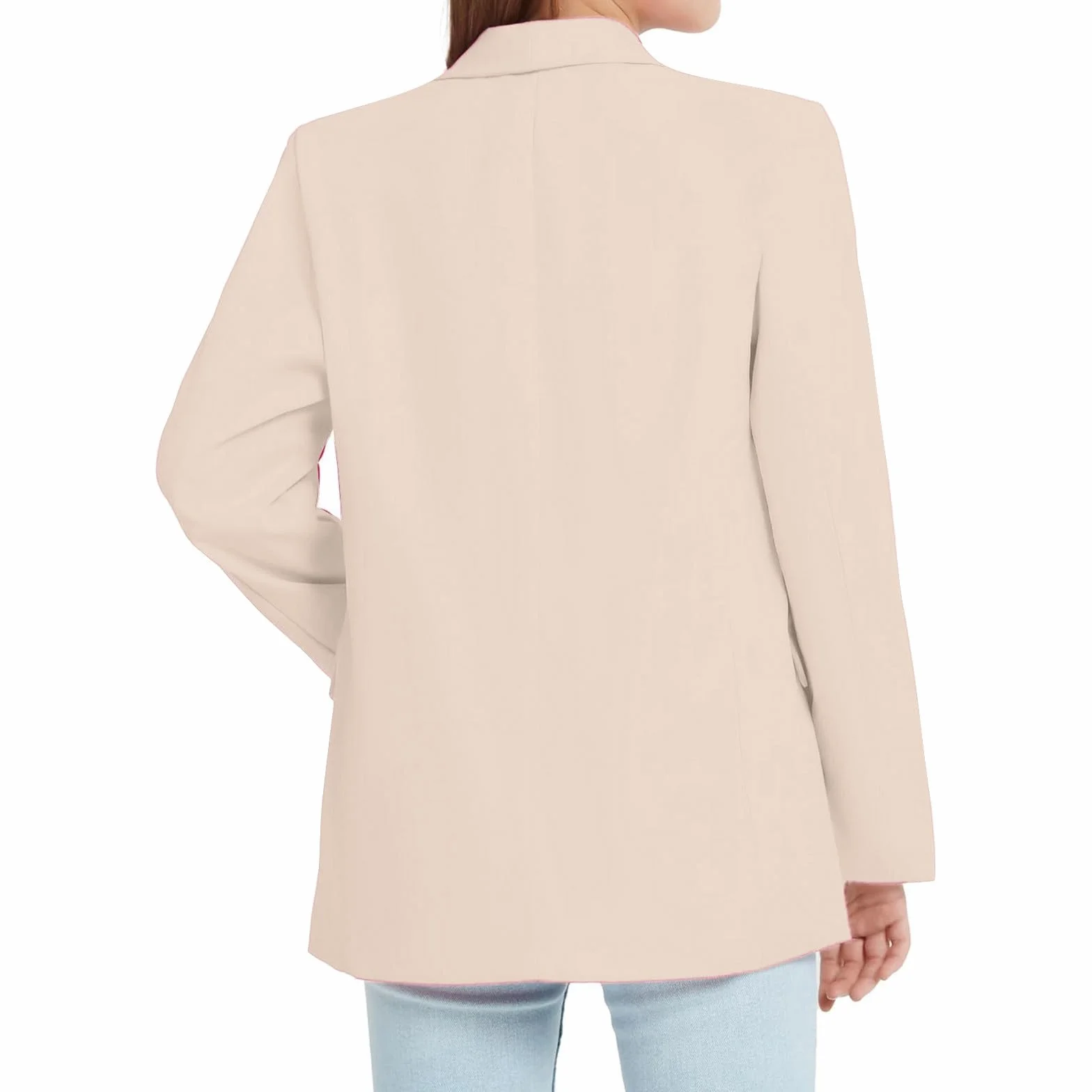 Chaqueta de traje para niña manga larga cuello solapa doble bolsillo lateral color liso moda abierta
