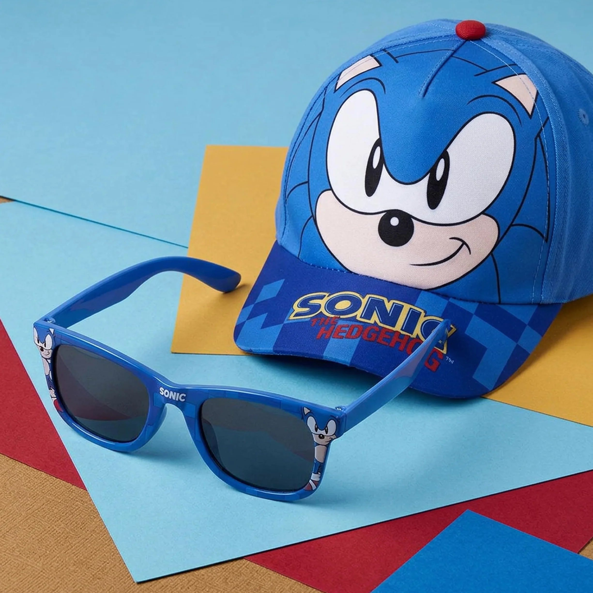 Sonic Gafas de Sol y Gorra Infantil UV 400 Filtro Categoría 3 Velcro Ajustable Original Diseñado España