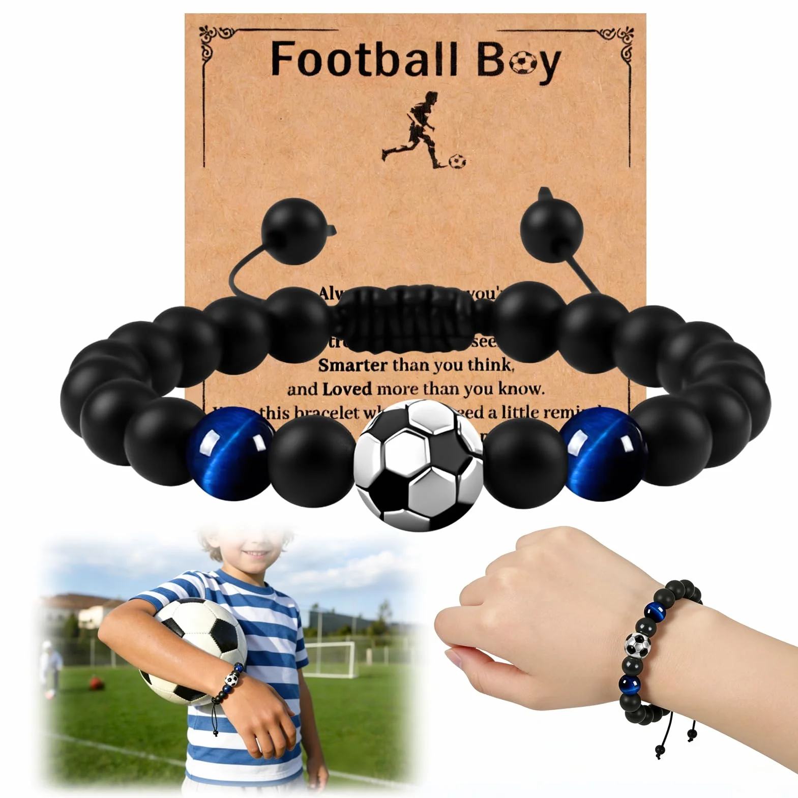 Pulseras de fútbol para Adolescentes y Hombres, Regalo para niños