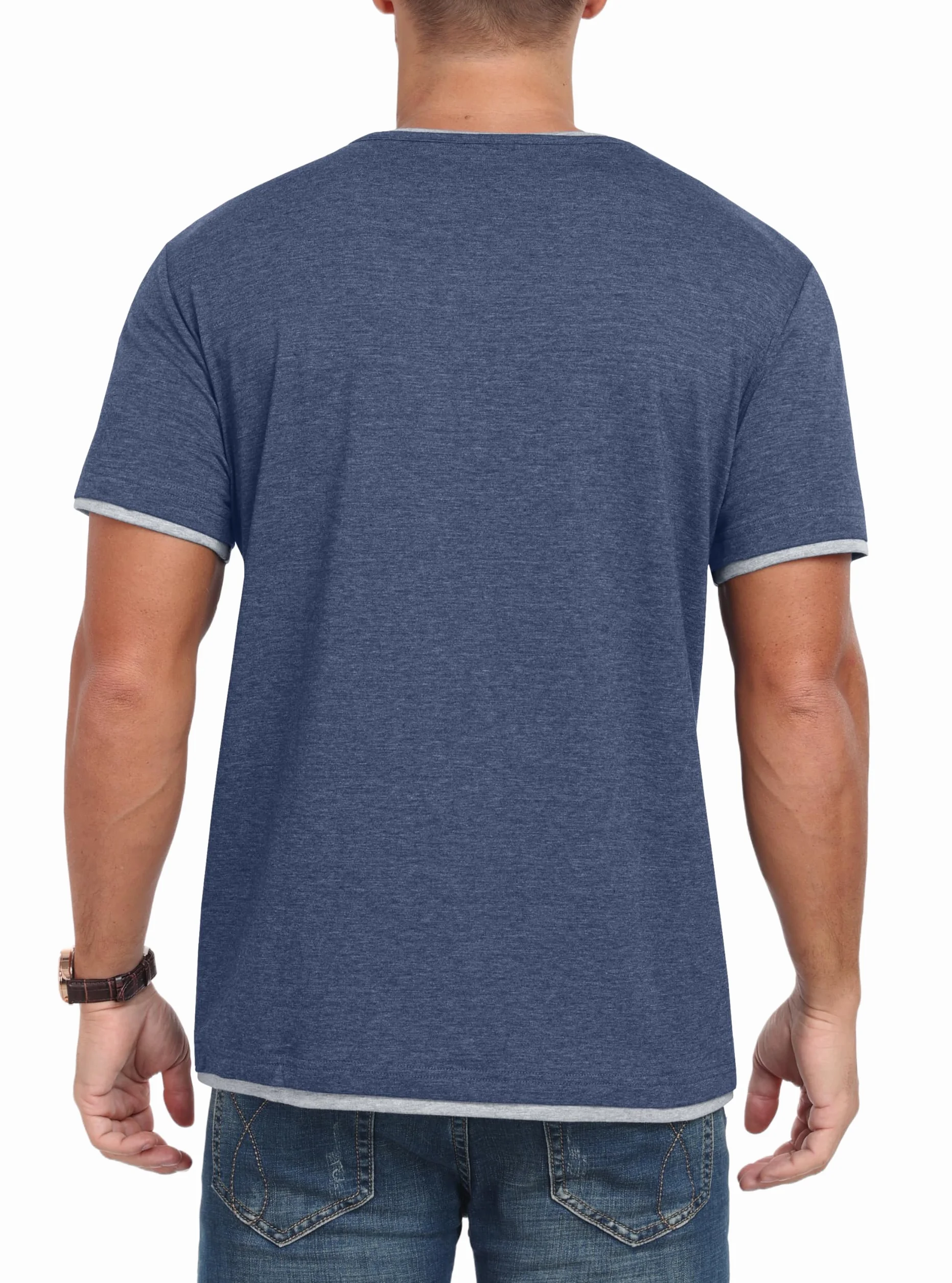 Camiseta Hombre Manga Corta Cuello Redondo Bloques Color