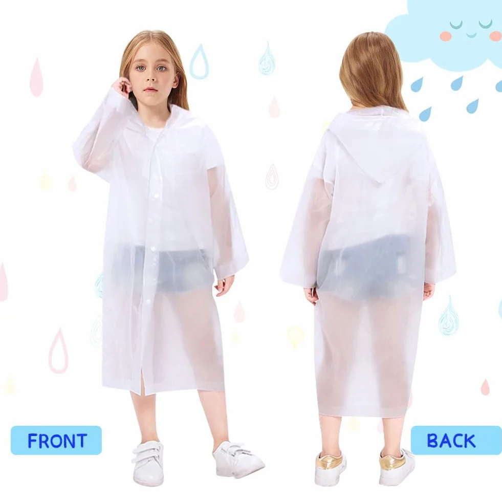 Vicloon Chubasquero Niño 2PCS Impermeable EVA Poncho Lluvia Capucha Espesar Altura 120-150 cm