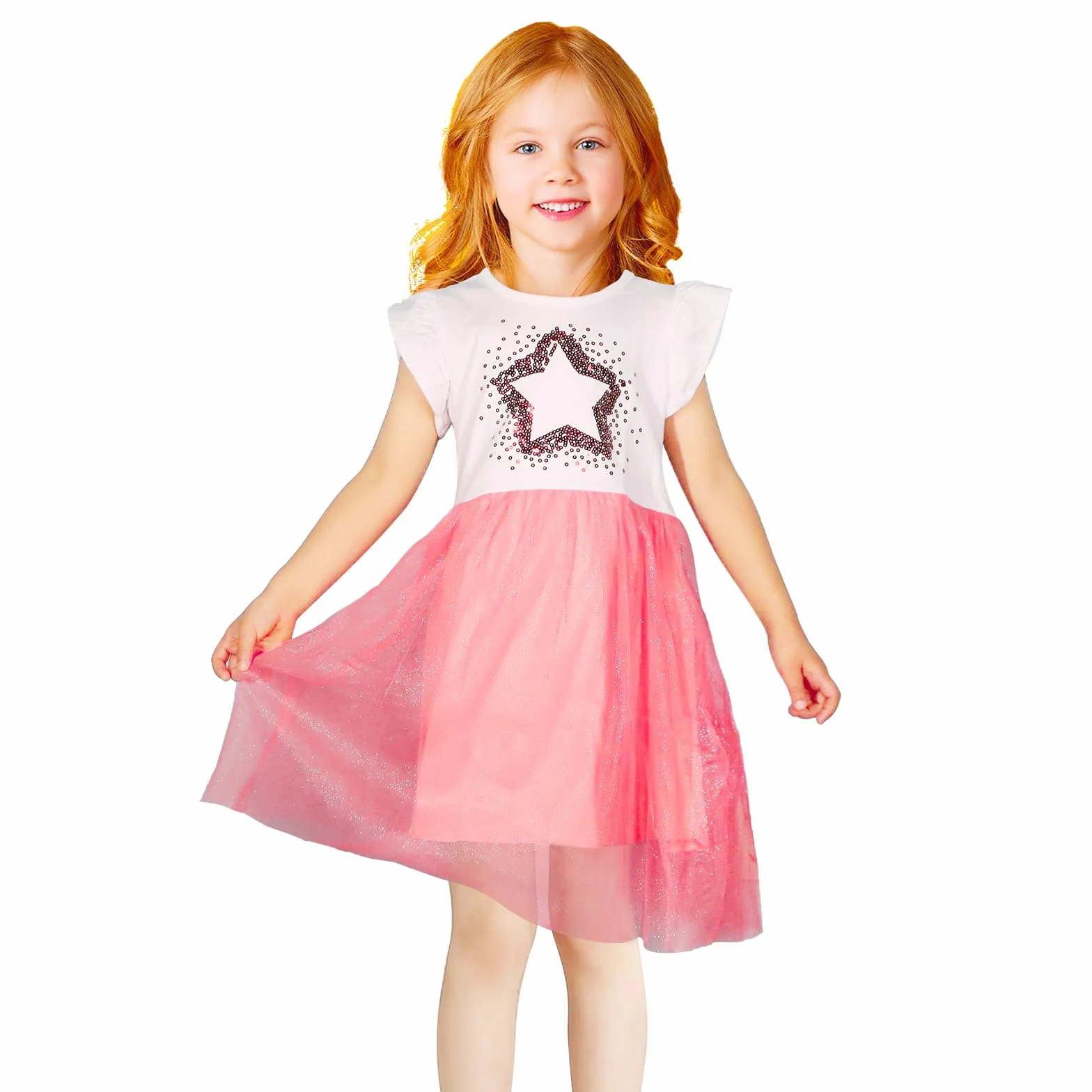 JinBei Vestido Algodon Manga Corta Sin Mangas T-Shirt Vestido Verano Bordado Animal Niña 2-7 Años