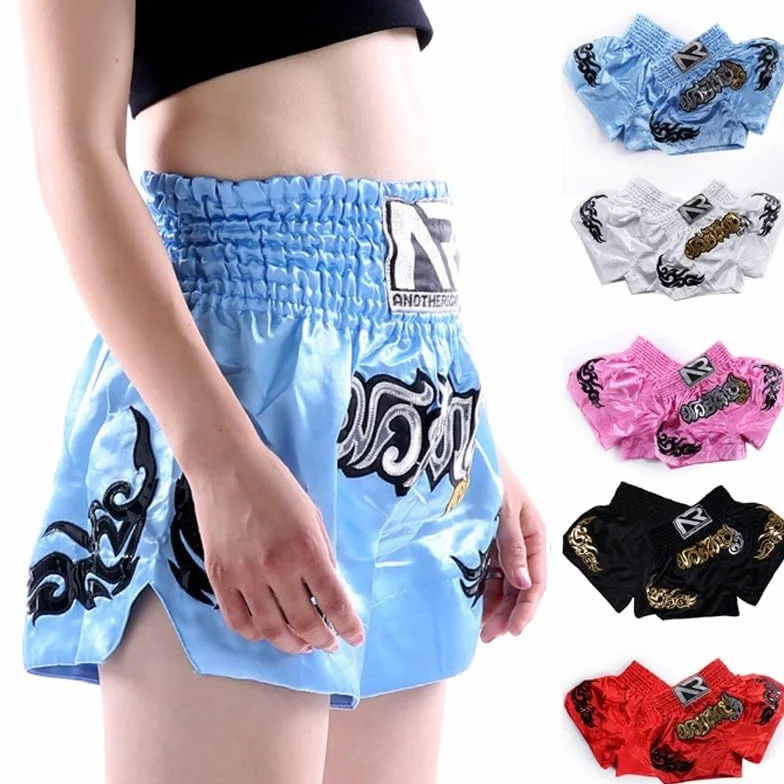 Pantalones cortos de entrenamiento de lucha unisex para MMA Muay Thai (M rosa)