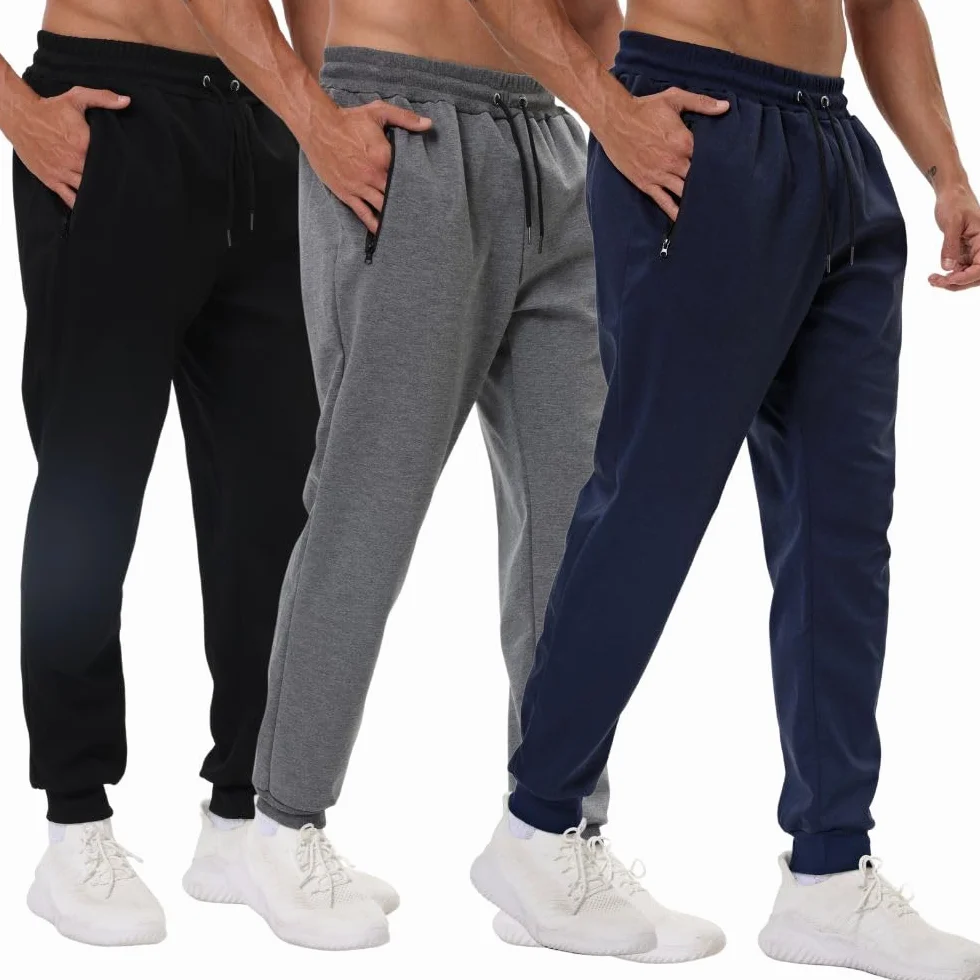 Paquete de 3 pantalones deportivos para hombre con bolsillos con cremallera