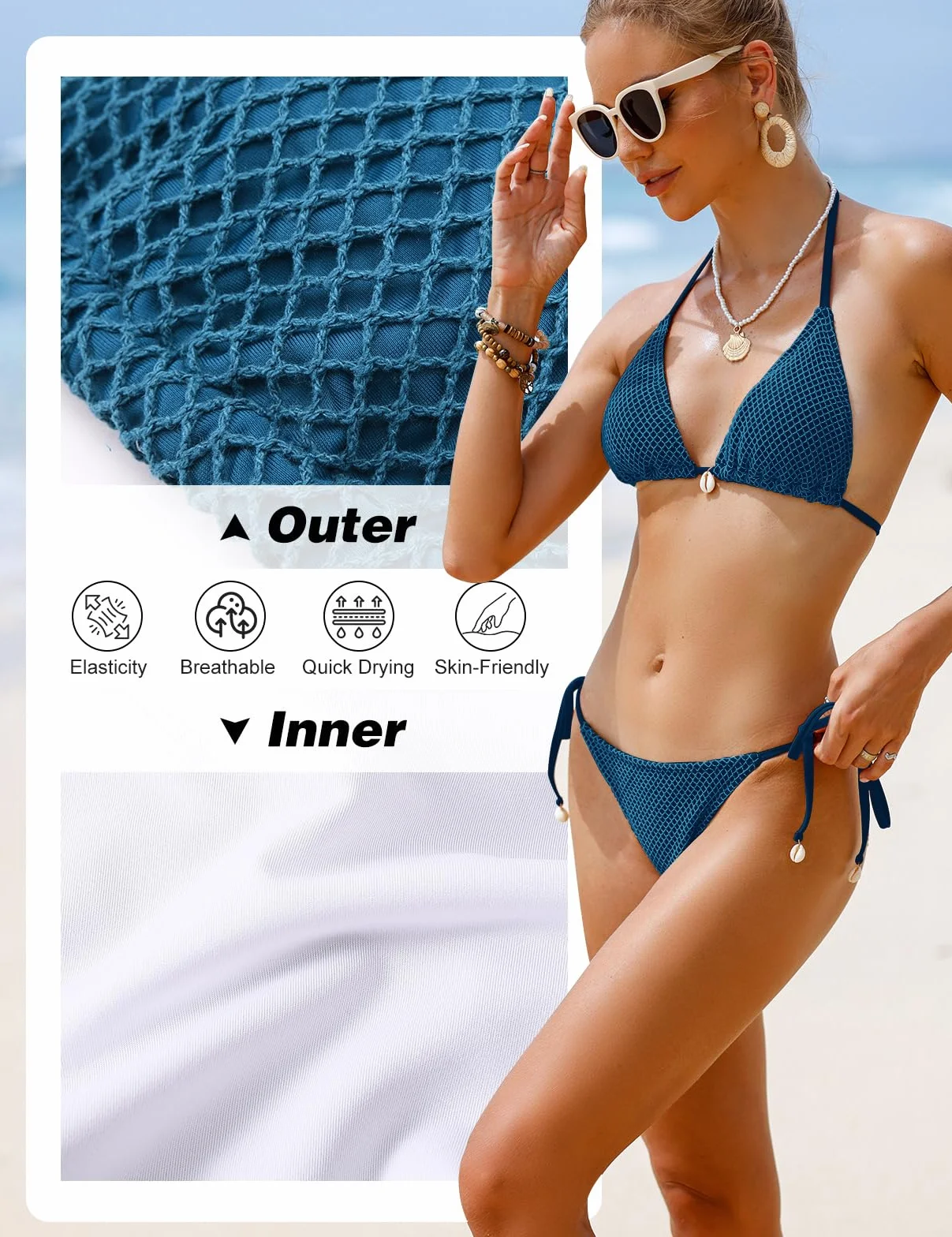Vancavoo Bikinis Mujer Brasileño Traje de Baño Dos Piezas Push Up Triángulo