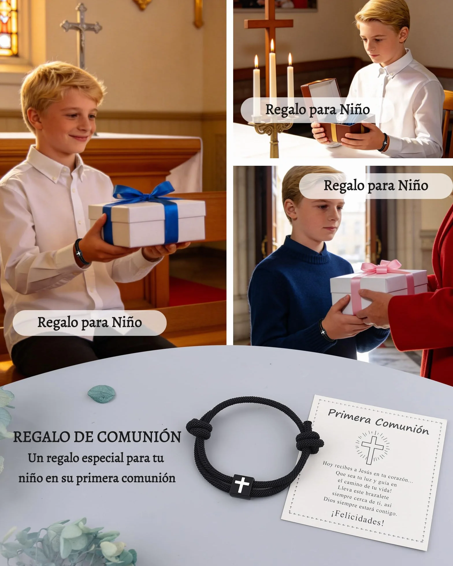 VGWON Pulsera Comunión Cruz Niño Joya Cristiana Bautizo Confirmación