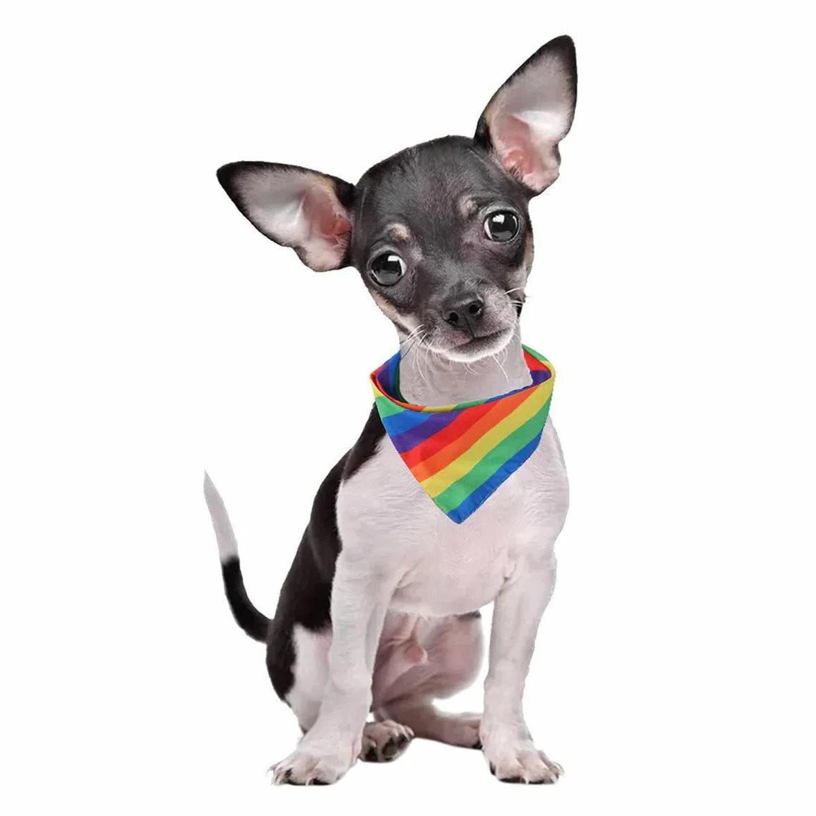 Paquete de 2 bandanas de arcoíris con rayas coloridas, diadema cuadrada del orgullo LGBT, accesorios para hombres y mujeres, disfraz de celebración de fiesta gay, blanco, 1