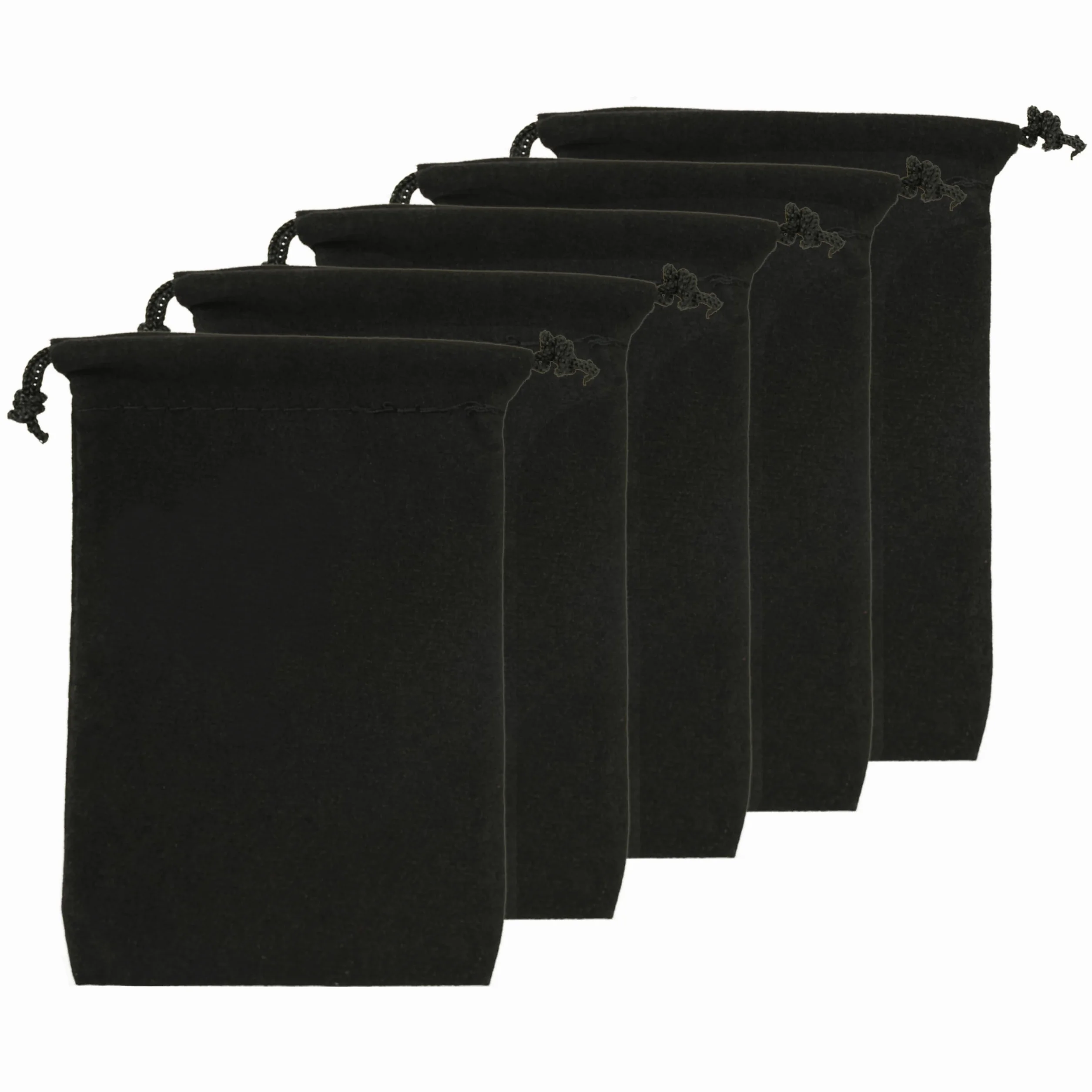 Pack de 5 Bolsas de Terciopelo Negro con Cordón, 10 x 15 cm - Ideal para Joyería, Dulces, Regalos de Boda, Tapones para los Oídos y Llaveros - Bolsitas Multiusos Elegantes y Prácticas