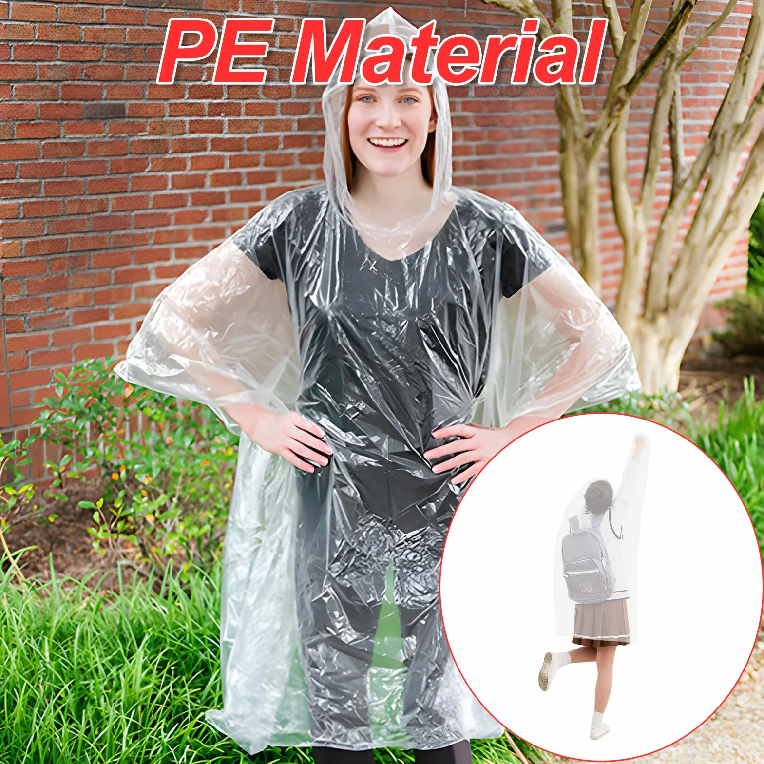 Poncho Impermeable Traxenta 10 Piezas Capa Lluvia Portátil Senderismo Unisex Adulto Ligero Plegable Transparente