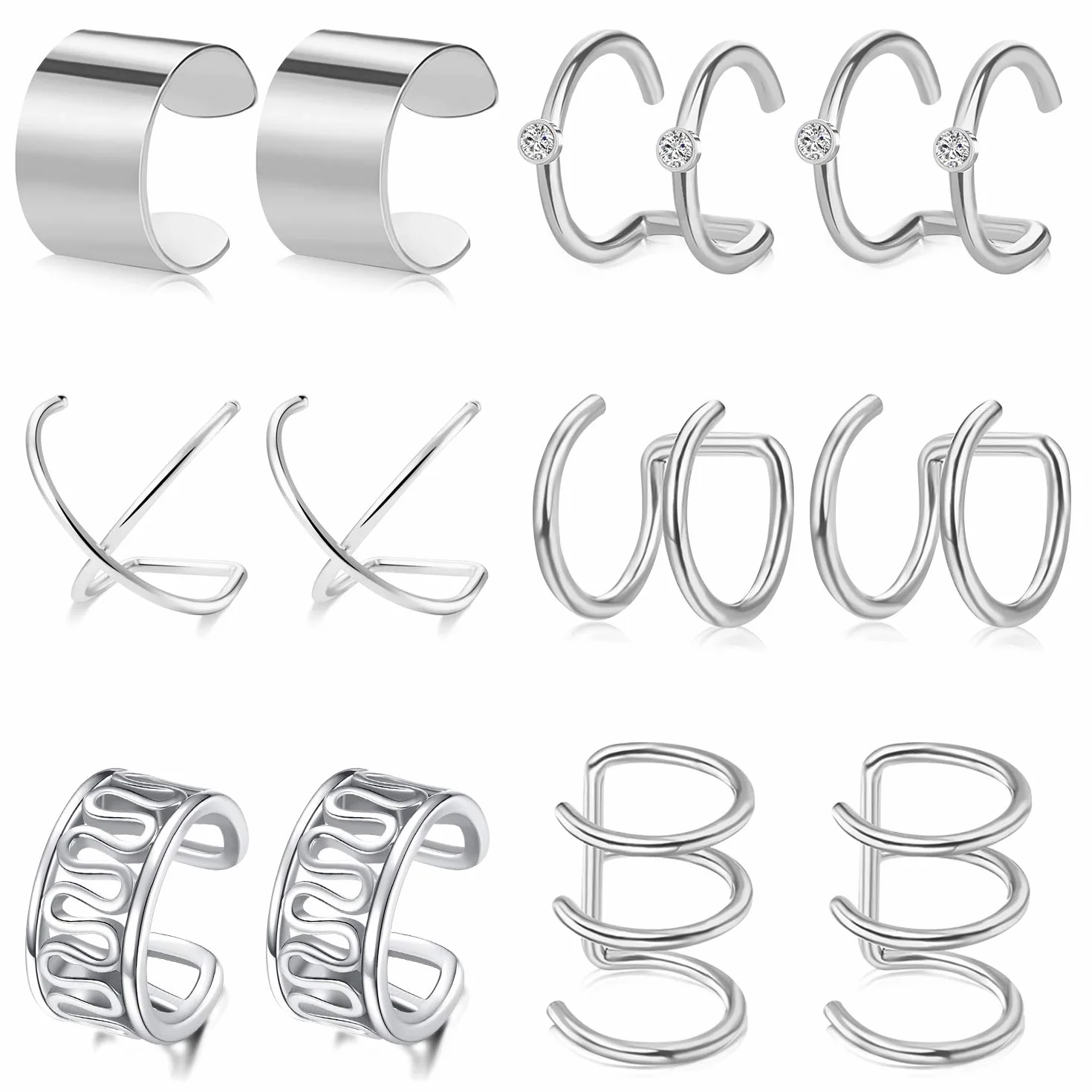 Pendientes de puños cadena hombre mujer diamante cartílago piercing