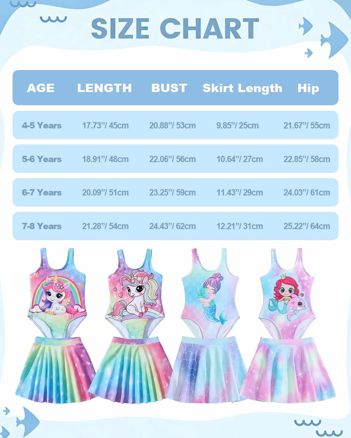 Traje de baño de dos piezas para niñas 4-8 años DivingBirds