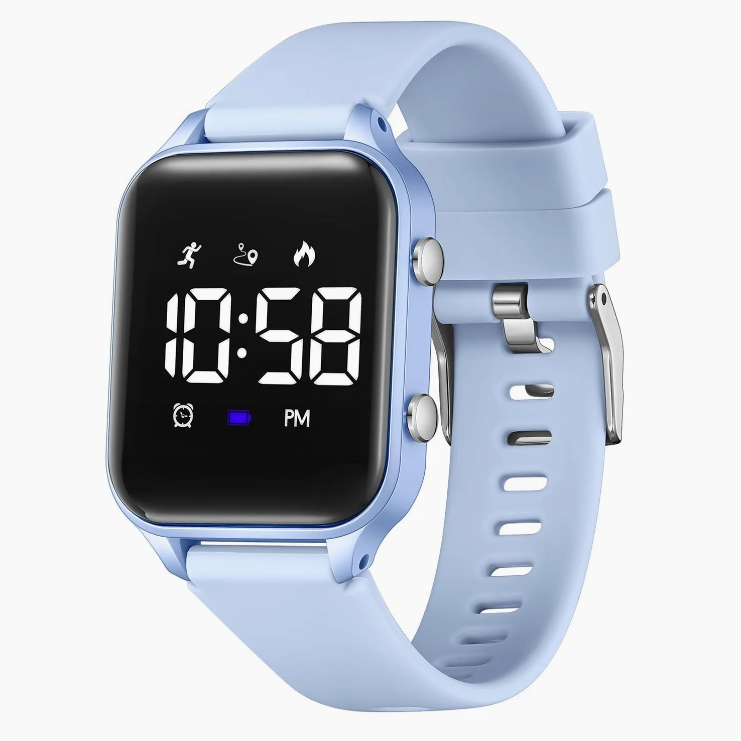 Reloj digital para niños con contador de pasos, relojes deportivos impermeables para niños, niñas y adolescentes, rastreador de fitness todo en uno con alarma vibratoria silenciosa, podómetro