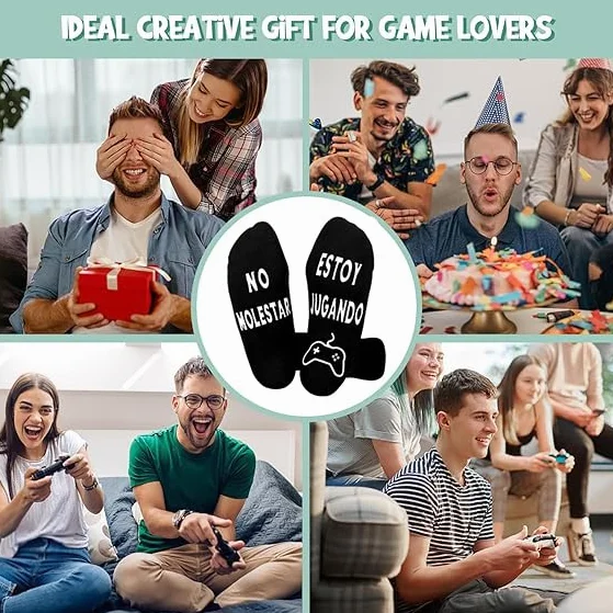 Calcetines Antideslizantes con Mensaje en Español Negro Regalo Original
