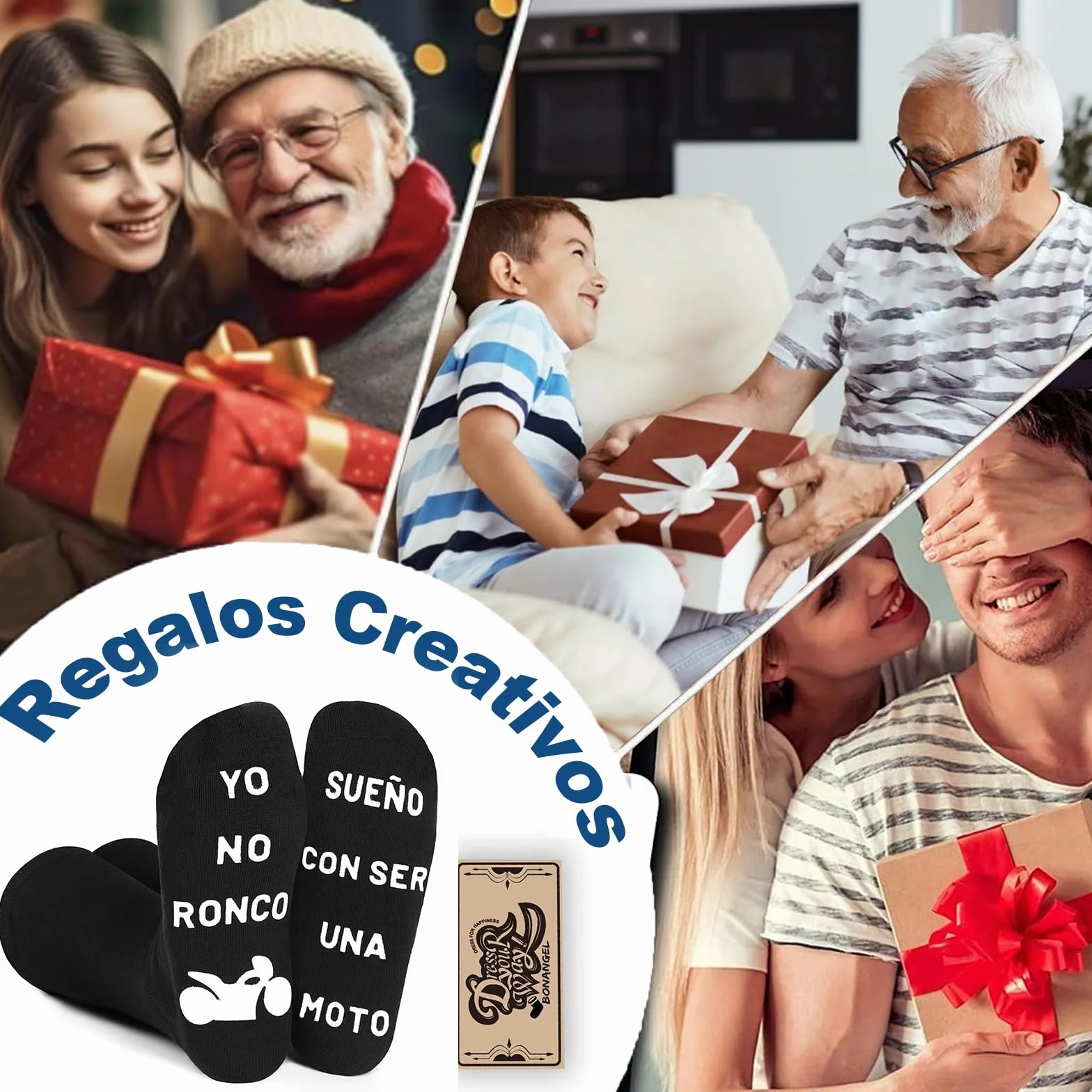 BONANGEL Calcetines Hombre Divertidos Moto Antideslizantes Algodón 39-46 Regalos Originales