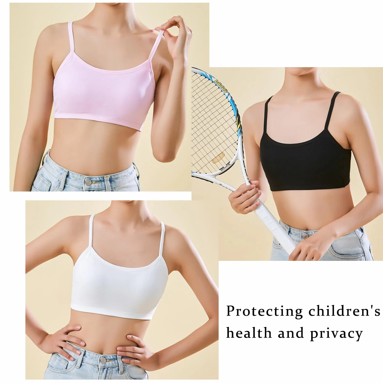 Sujetador Deportivo para Niñas 4 Piezas Algodón Top