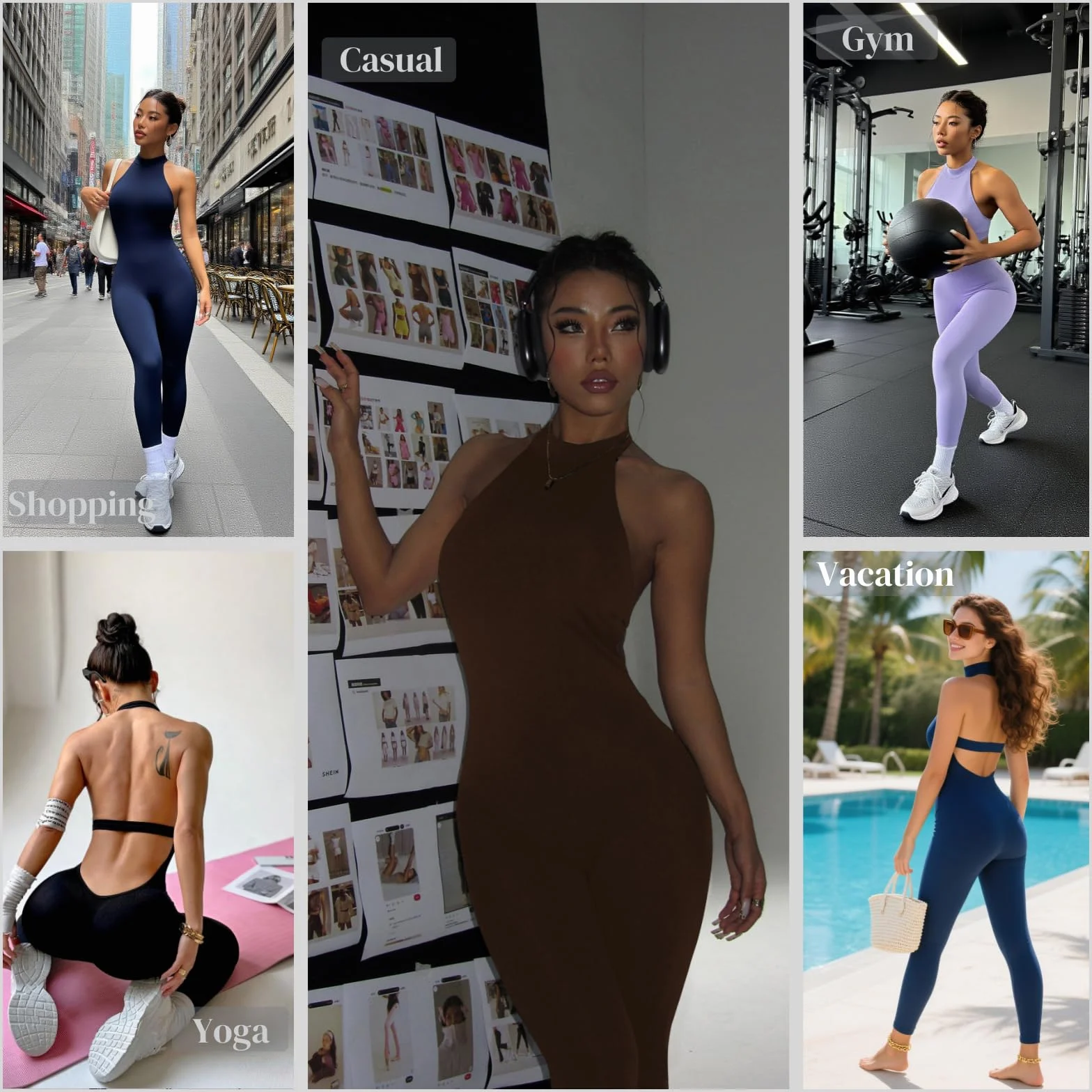 Mono de una pieza para mujer Deportivo sin Costuras Ajustado sin espalda Elástico Elegante Body Overol Ropa Deportiva Gimnasio Yoga