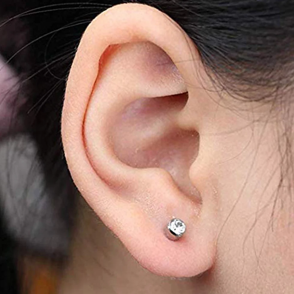 Kit de perforación de oreja sin dolor, herramienta desechable esterilizada para piercing, pendientes incluidos